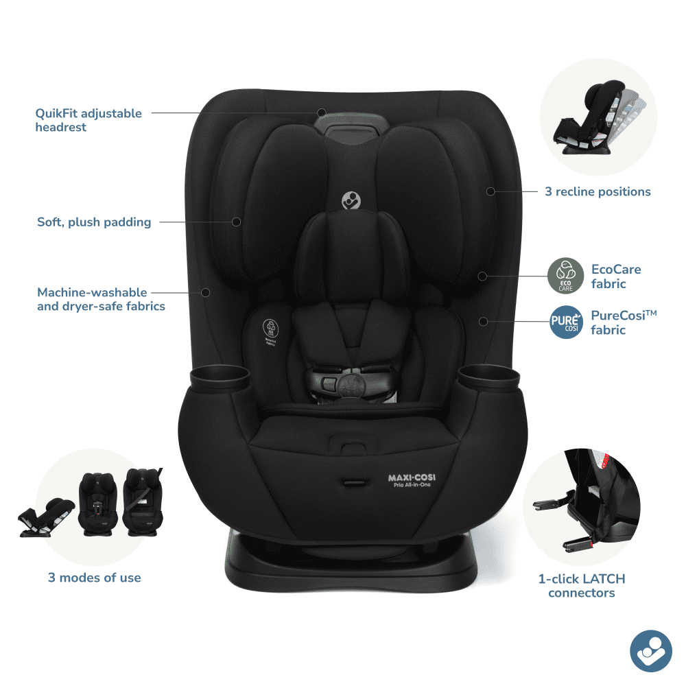 Maxi-Cosi Pria All-in-One Convertible Car Seat (Sea Storm Black, 5-100 lbs) i8s9b