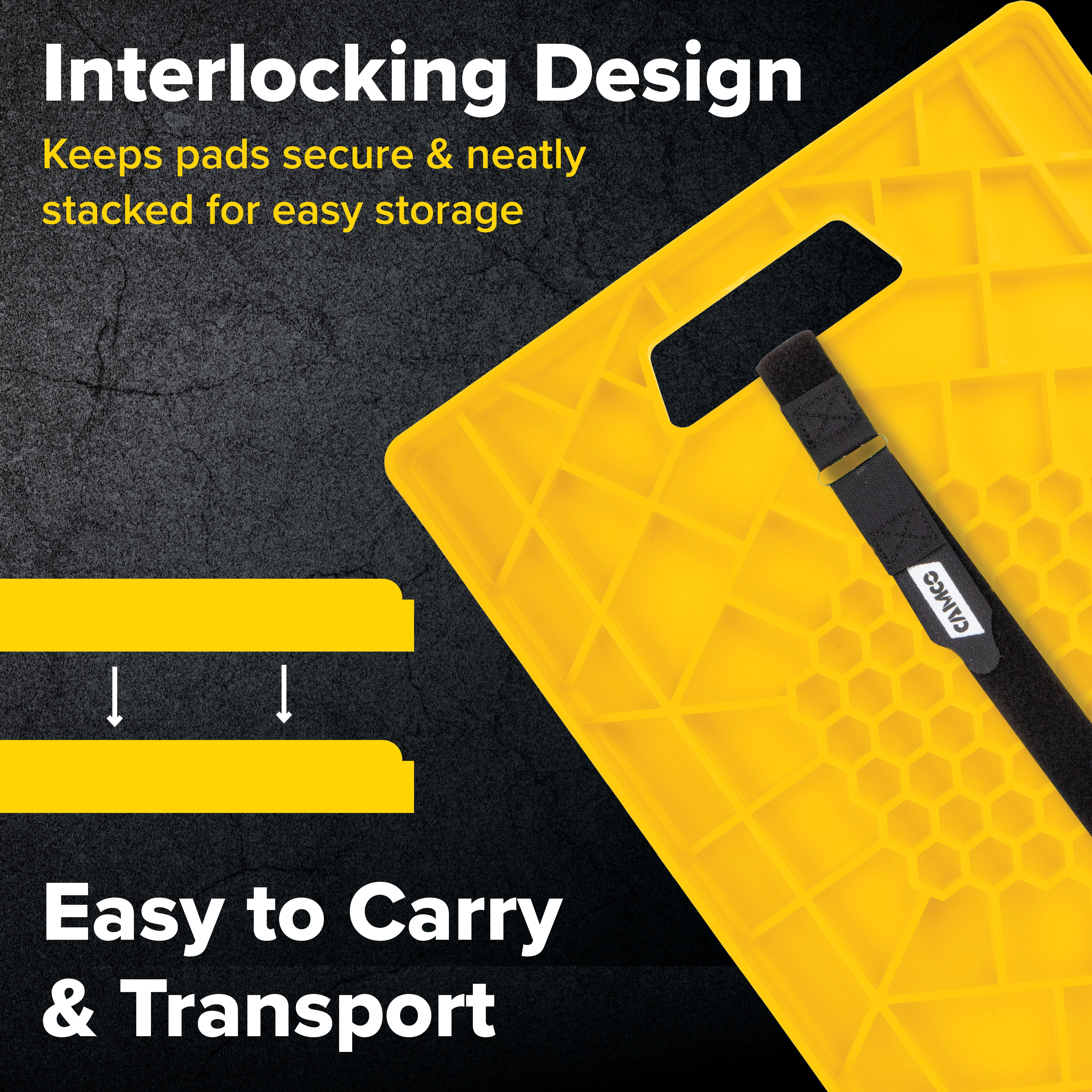 Camco Stabilizing Jack Pads for RV and Trailer Leveling (Heavy-Duty Support, Yellow, 14 in x 12 in, 2 Pack) xhtnk