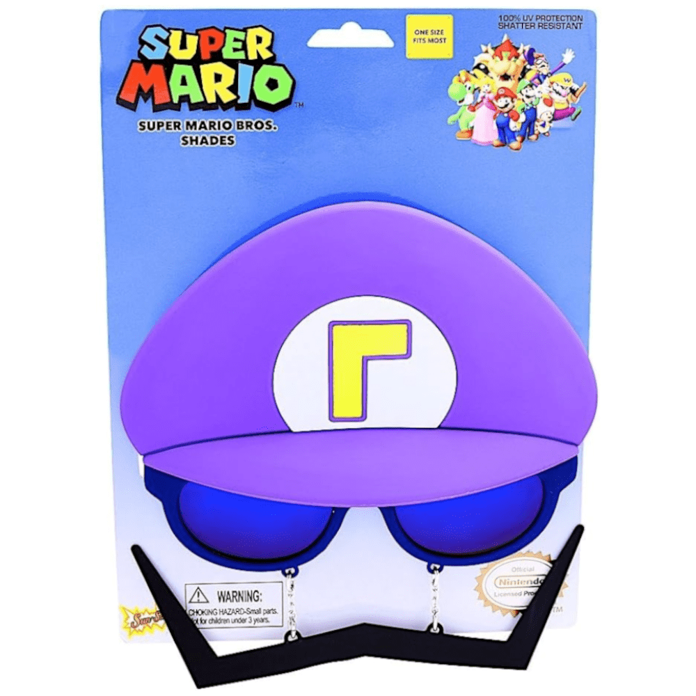 Nintendo Sun-Staches Super Mario Waluigi Character Costume Sunglasses (One Size) 581z0
