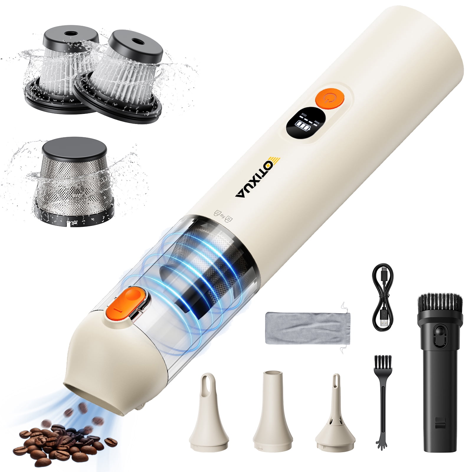 AUXITO Cordless Handheld Car Vacuum Cleaner, High Power Portable Auto Interior Detailer (White, 1 lb) 8xc1b