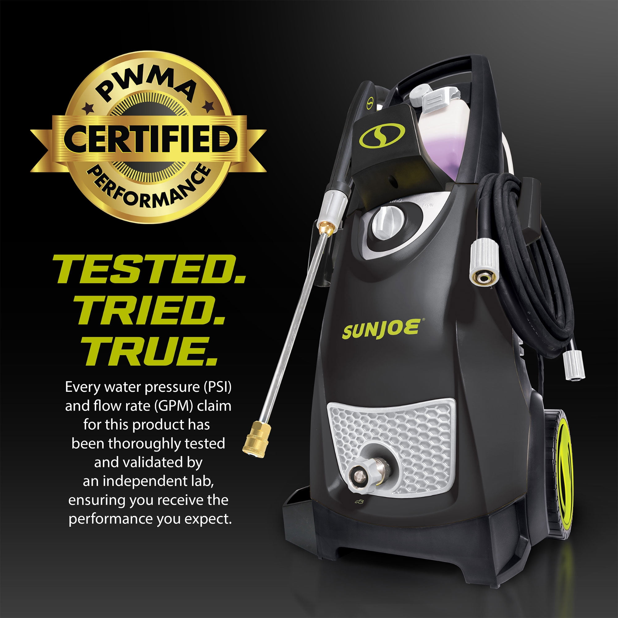 Sun Joe Electric Pressure Washer (2030 PSI, 1.2 GPM) with Dual Detergent Tanks and 5 Quick-Connect Nozzles q7shf