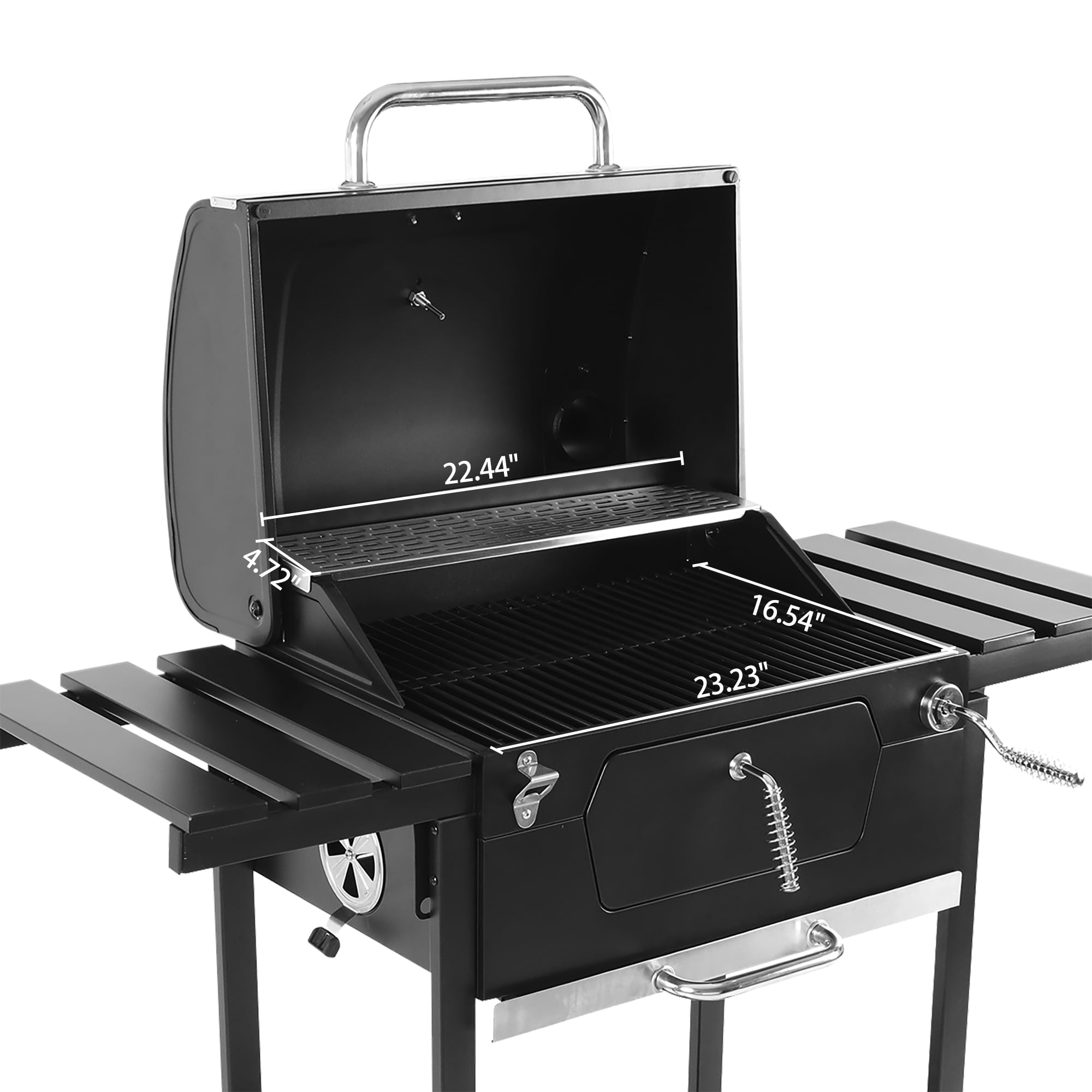 Royal Gourmet CD1824EN Charcoal BBQ Grill with Adjustable Charcoal Pan and Side Tables (Black, 474 sq in) e9i79