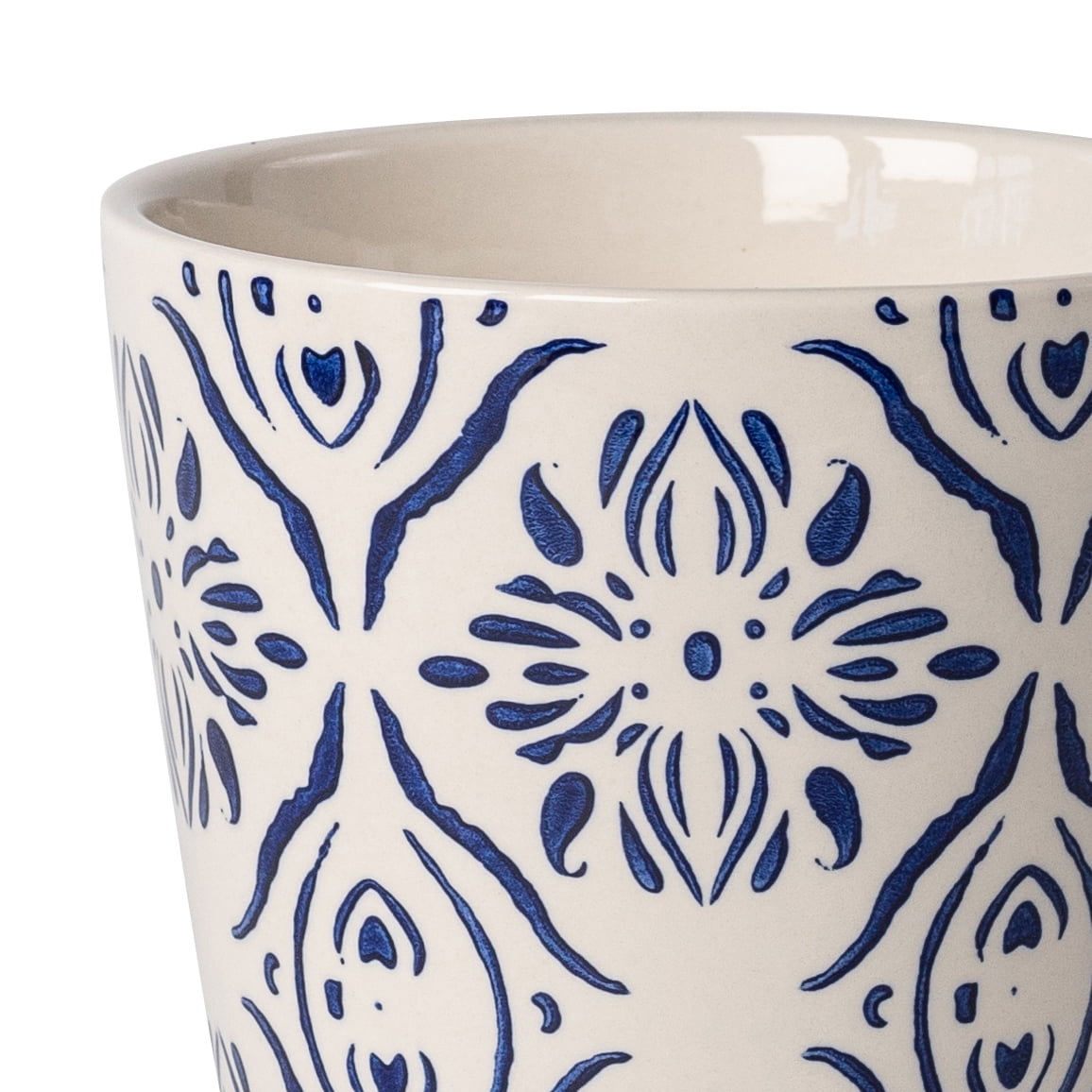 Mainstays Round Ceramic Plant Planter with Medallion Pattern (Blue, 6 in x 5.5 in) e8dna