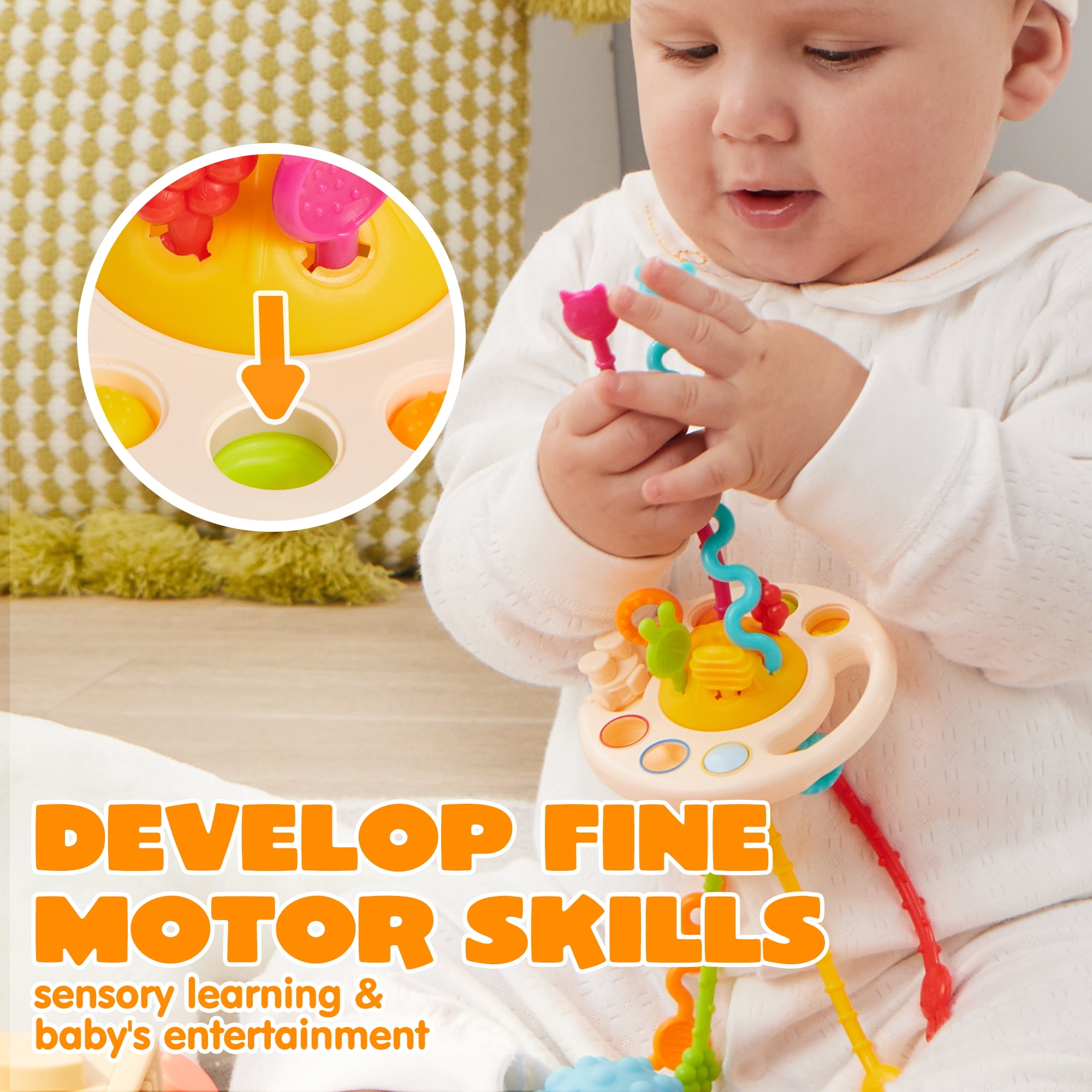 SYNCFUN Montessori Sensory Toy Set for Infants, Educational Stacking Blocks and Teethers (Multi-Color, 20-Piece Set) iz7k6