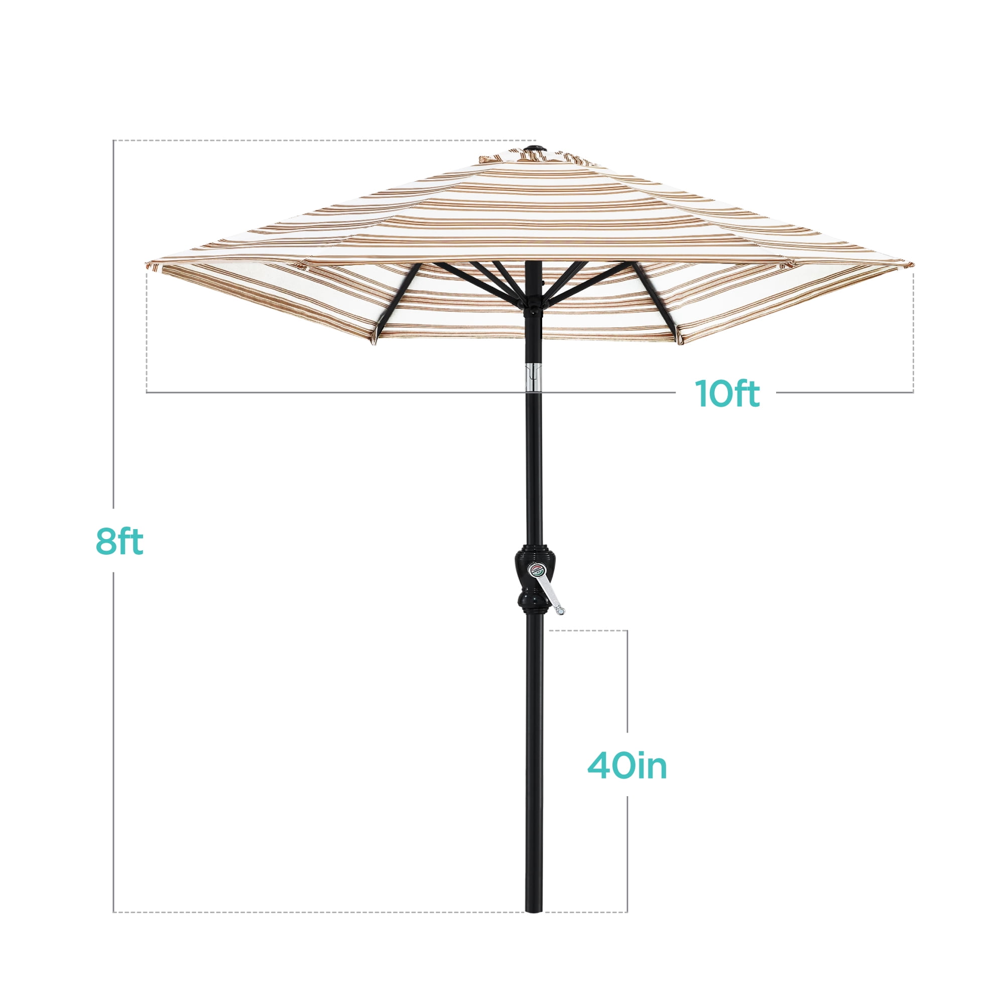 Best Choice Products 10ft Outdoor Steel Market Patio Umbrella with Crank and Tilt (Striped Tan, 10 ft) 6lwzg