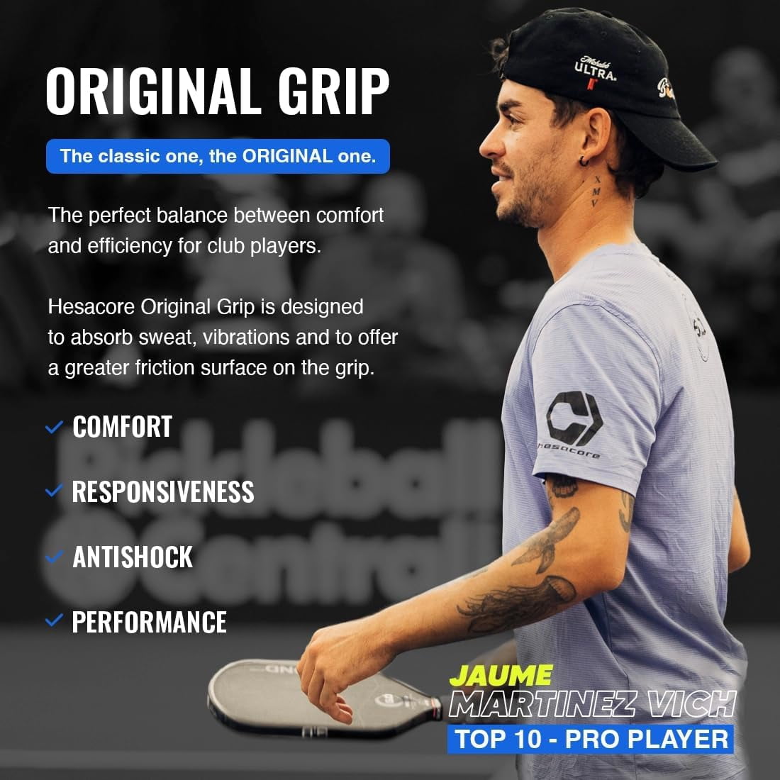 Pickleball Paddle Overgrip Set with Vibration Dampeners and Cleaner (Grey, 3-Pack) vm50j