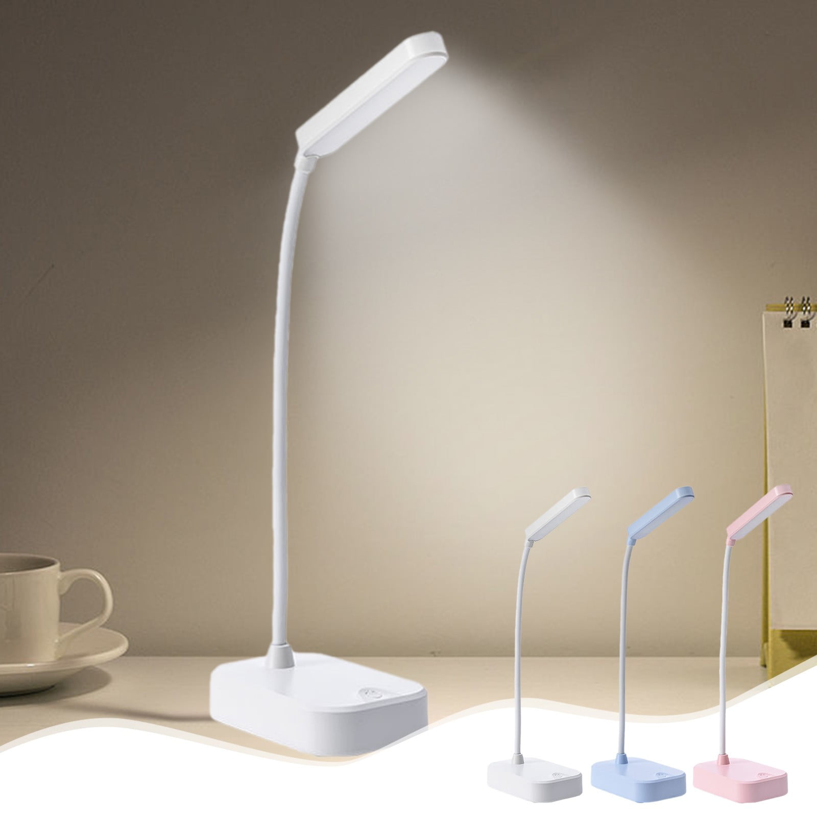 Byikun Folding LED Desk Lamp, Portable Rechargeable USB Reading Light, Adjustable Brightness, Eye-Caring (Blue, 3.5 oz) elxa1