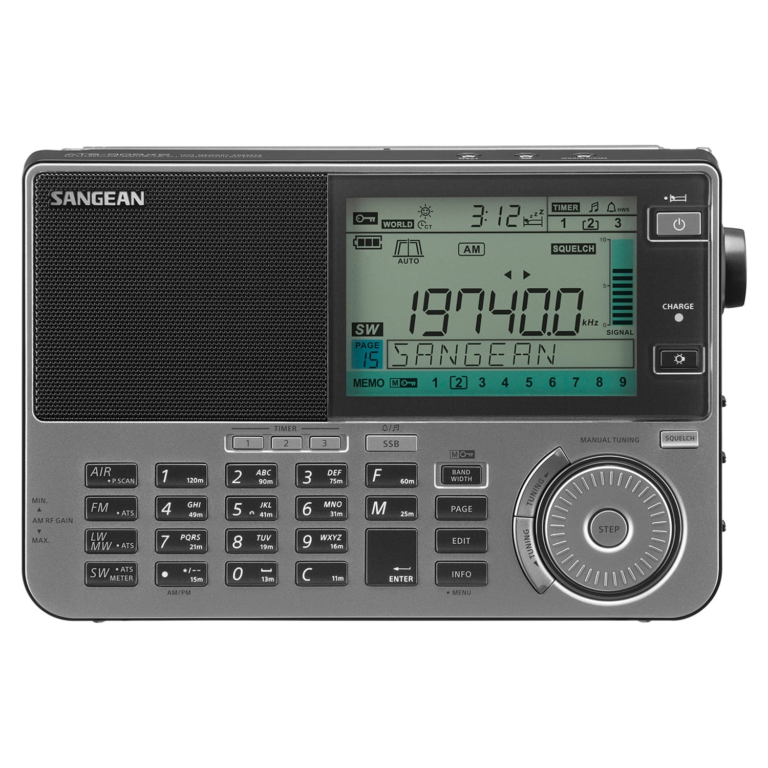 Sangean ATS-909X2 Portable AM/FM Shortwave Radio (Gray, 1 Unit) twqs2
