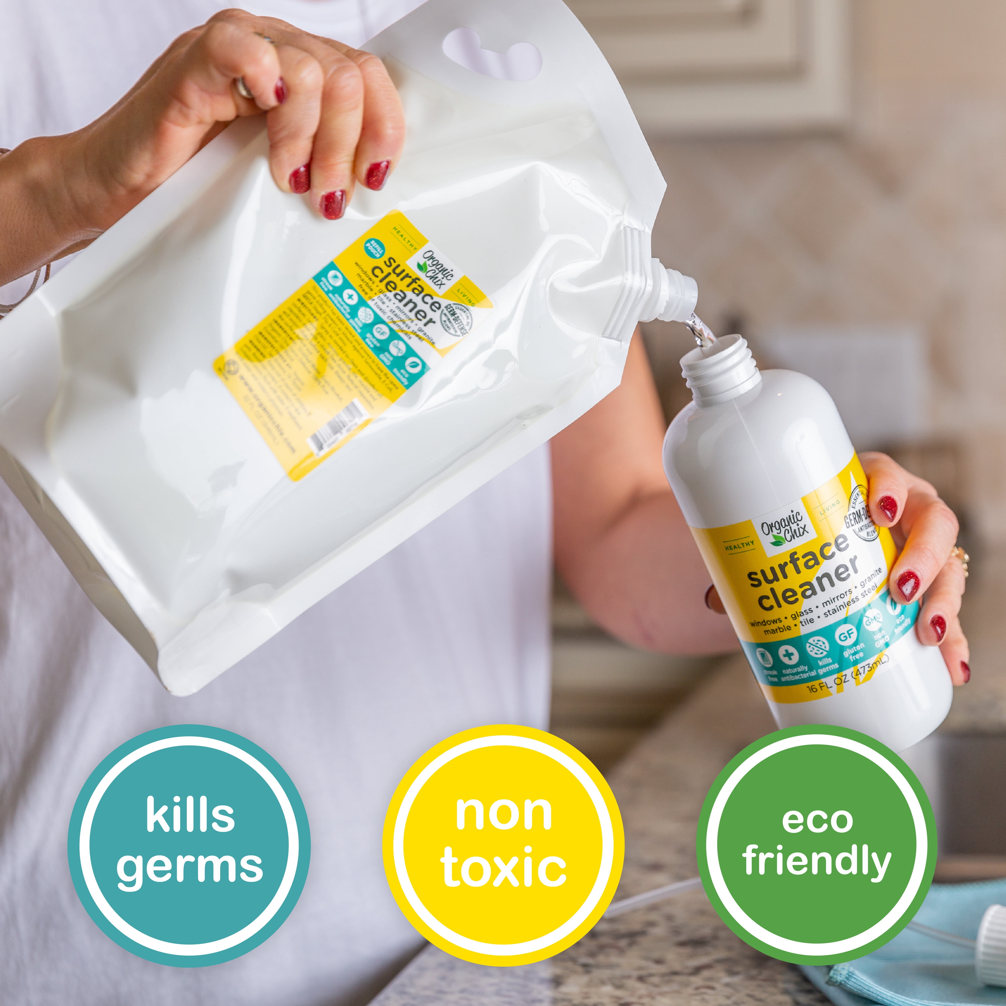 Organic Chix Natural Antibacterial All-Purpose Surface Cleaner (16 fl oz, 2 Pack) f5dst