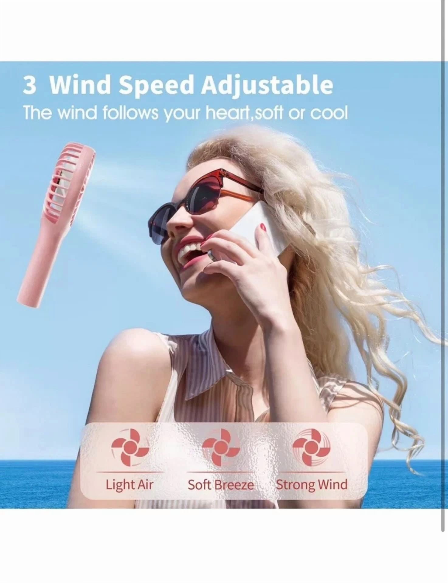 VAULT Mini Handheld Fan Portable USB Rechargeable Personal Cooling Fan (Black, 6 in) klyvf - Image 3