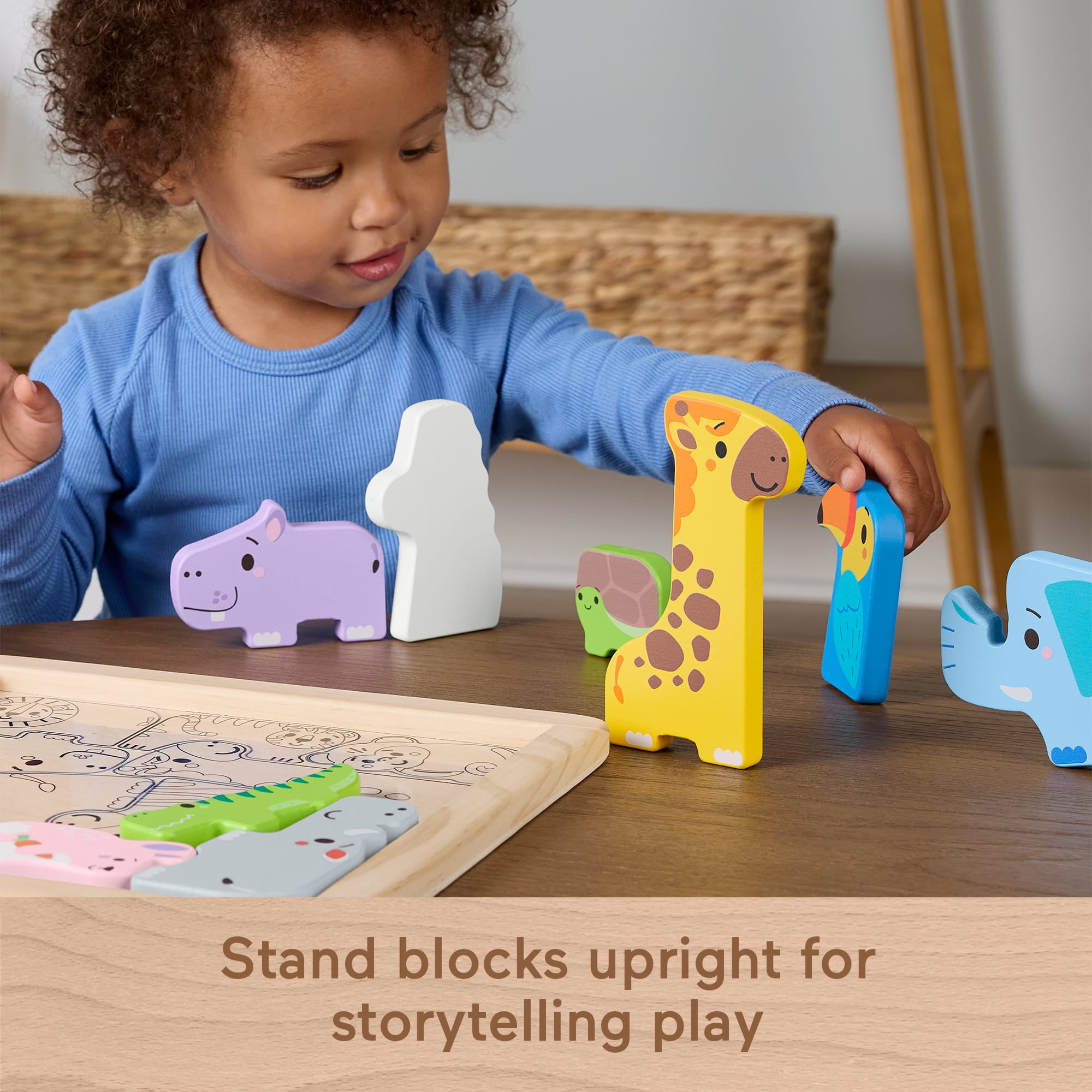 Fisher-Price Wooden Animal Puzzle, Shape-Sorting Activity Set for Toddlers (Multicolor, 12-Piece) n2dh8