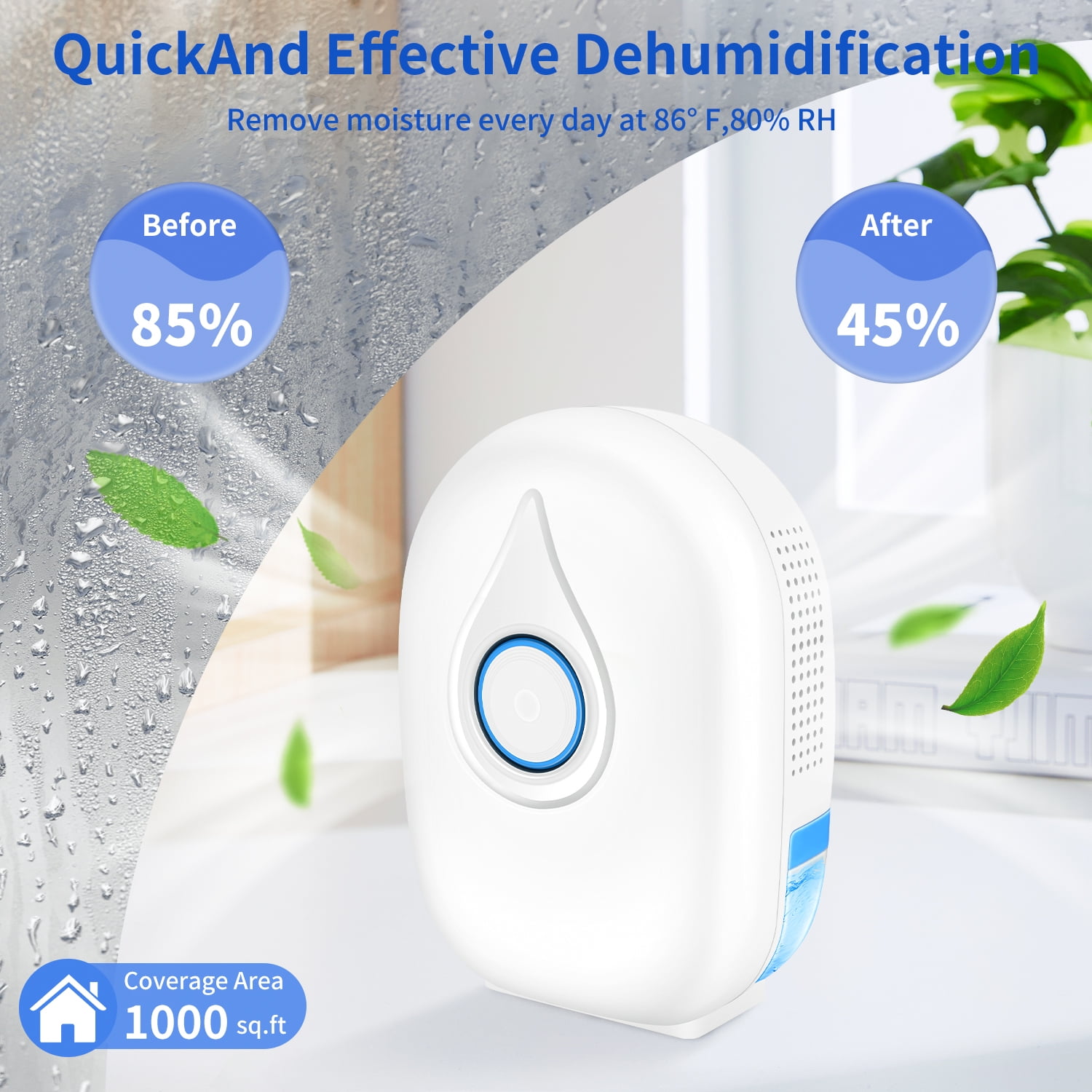HOPEPOW Portable Dehumidifier for Home and Bedroom (White, 2 Pint) qf86d