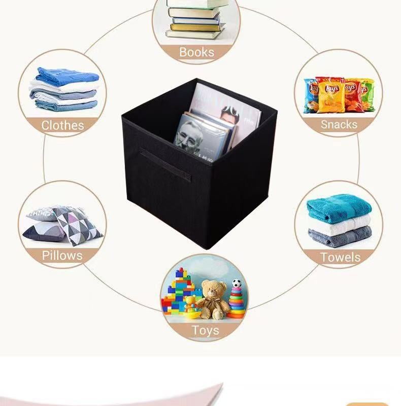 STOWM Foldable Storage Bins, Collapsible Closet and Toy Organization Fabric Cubes (Black, 6-Pack, 11 in x 11 in x 11 in) n9jn8