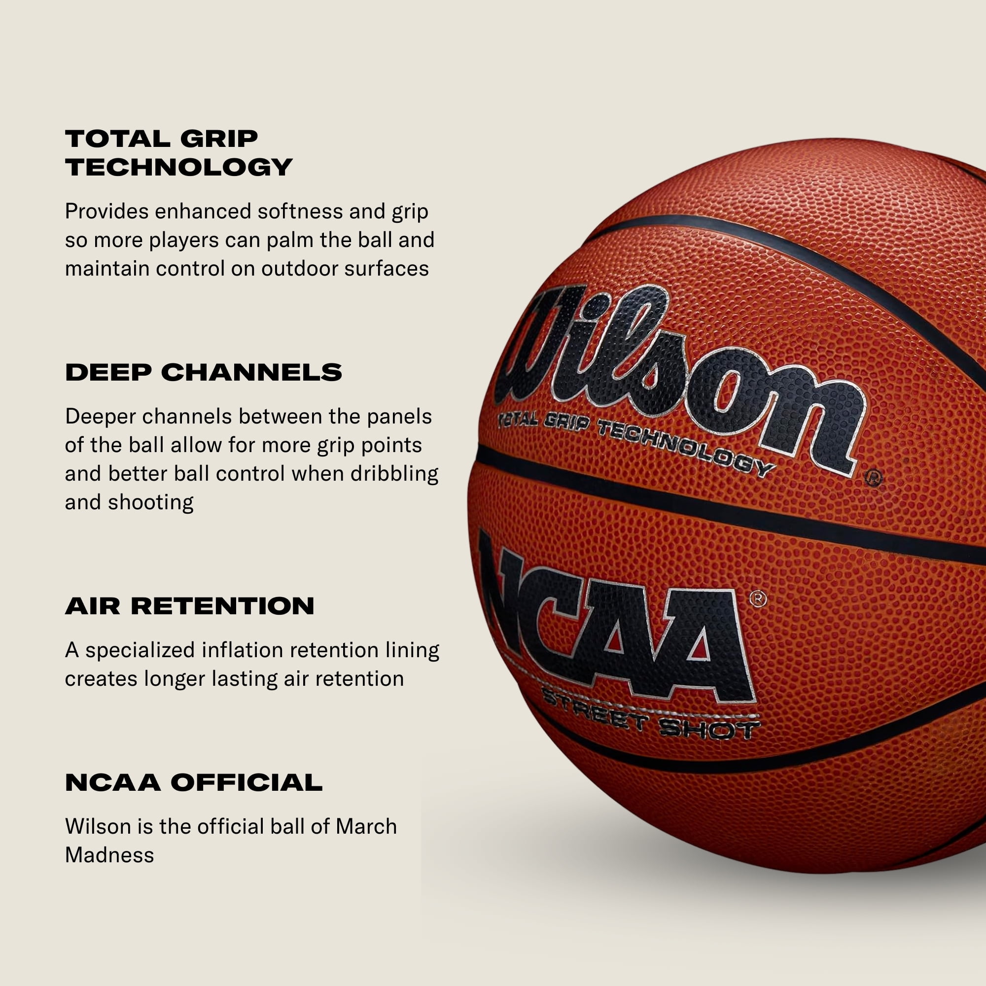 Wilson NCAA Street Shot Outdoor Basketball (Brown, Size 5 - 27.5 in) xqjea