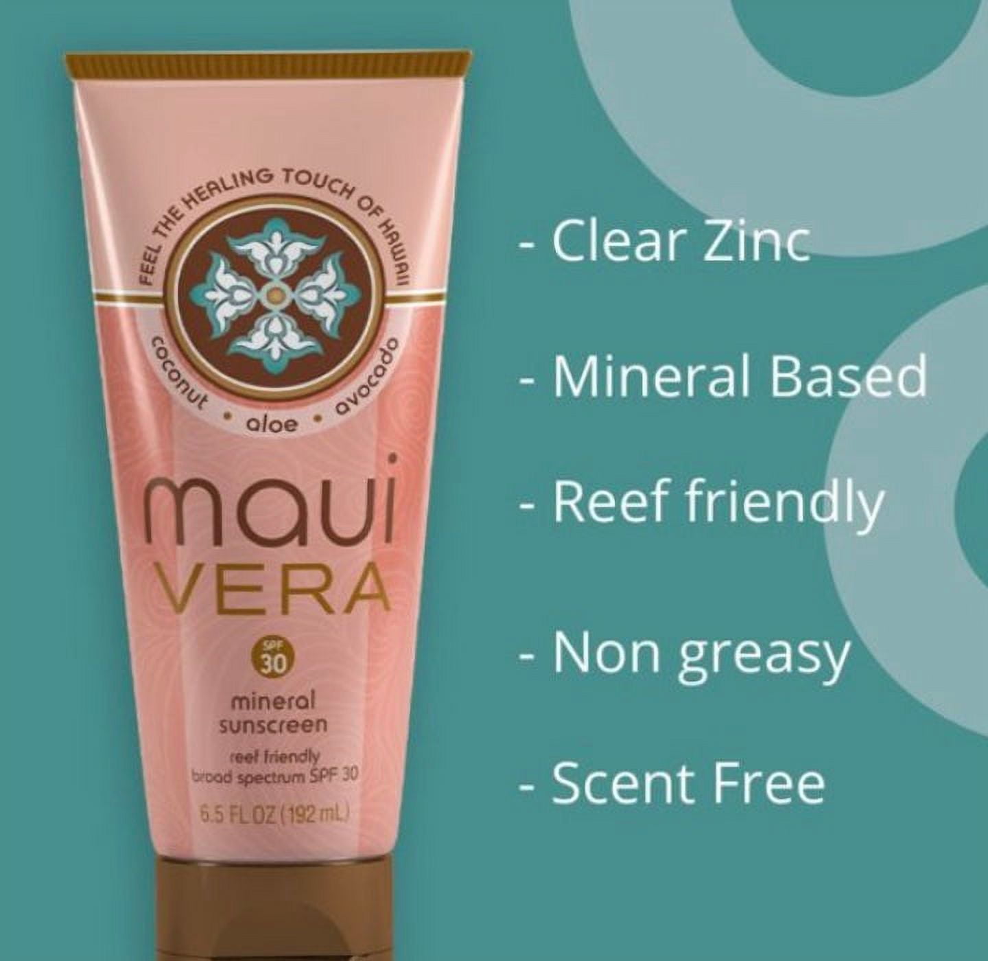 Maui Vera SPF 30 Reef-Friendly Mineral Sunscreen (Clear, 6.5 oz) 228i9