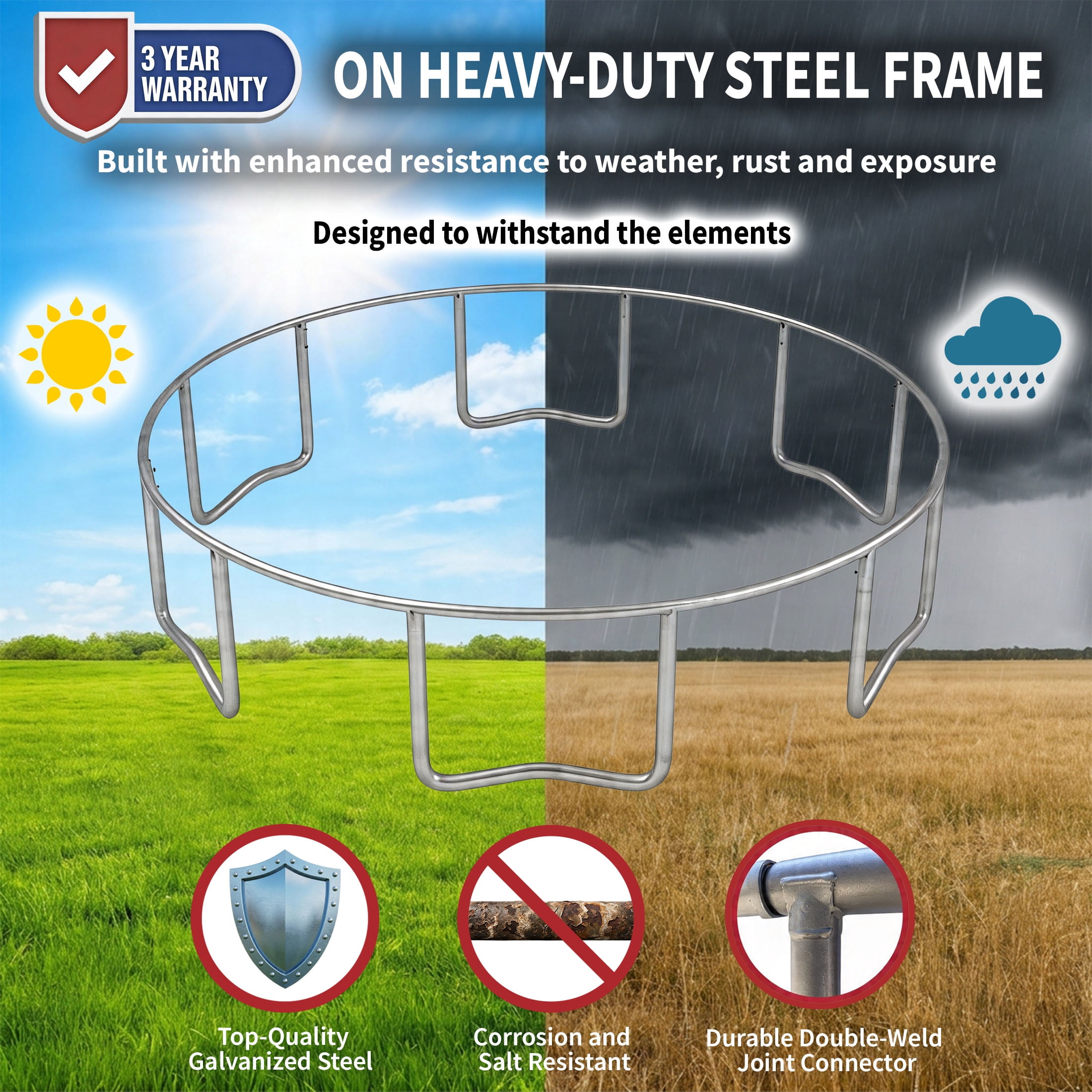 Bounce Pro 6x8 ft Rectangular Trampoline with Safety Enclosure, Heavy-Duty Rust-Resistant Steel Frame (6x8 ft) 3wcxm