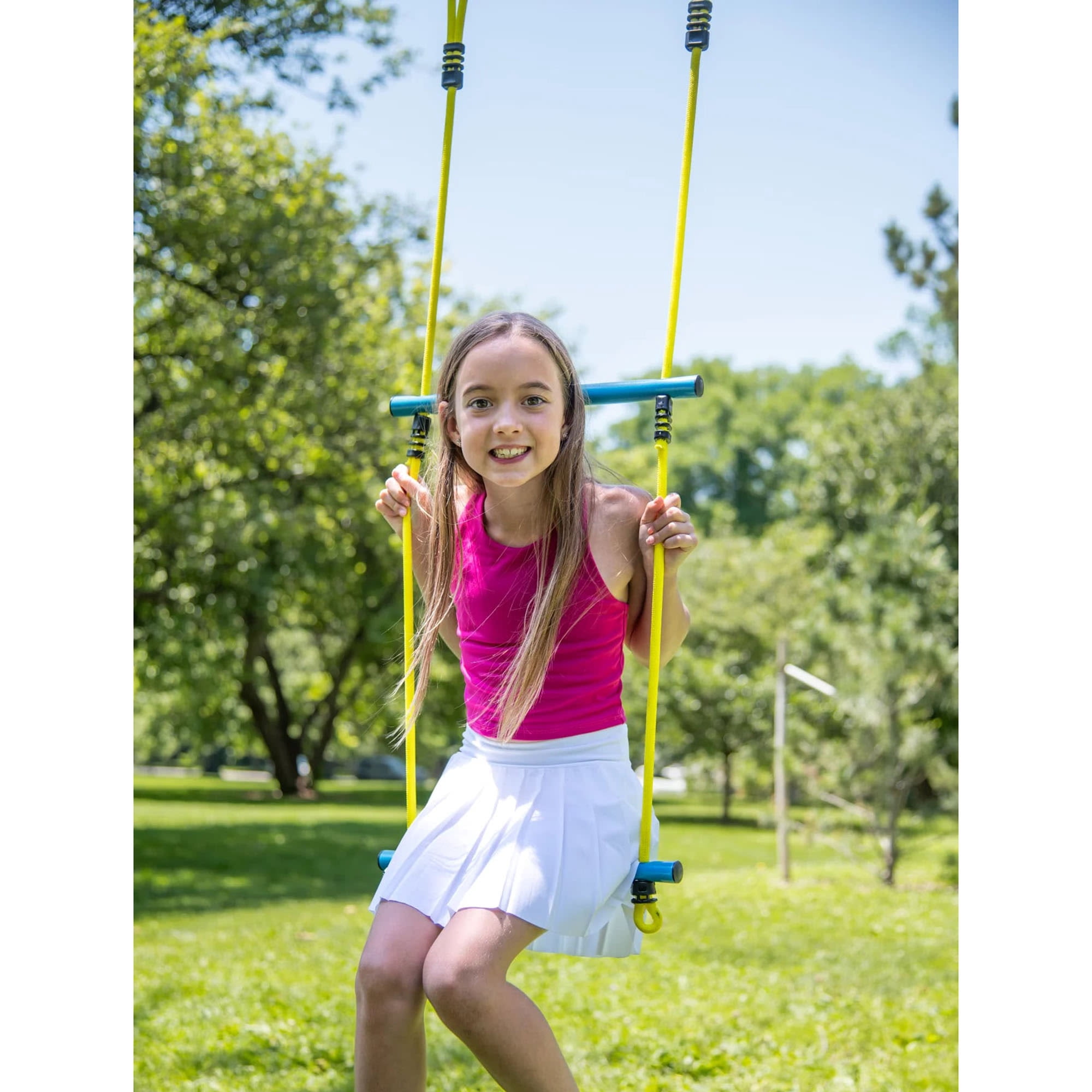 Trelines Swingset Gymnastics Kit with Gym Rings, Trapeze Bar, and 2 Adjustable Swings (36 ft) gv6jq
