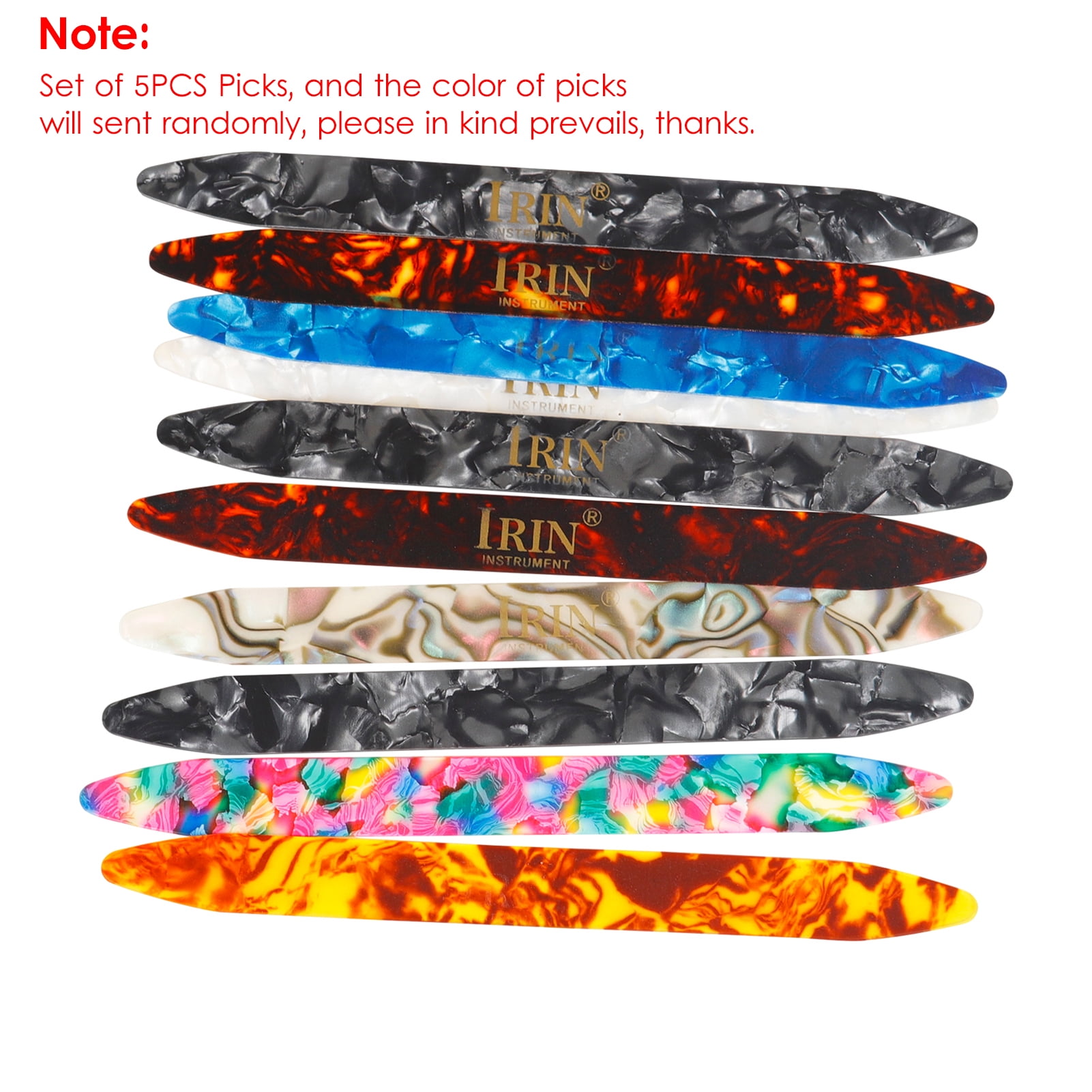 IRIN Celluloid Plectrum Picks for Oud and Moon Lute String Instruments (Assorted Colors, 5 Pack) kj5fa
