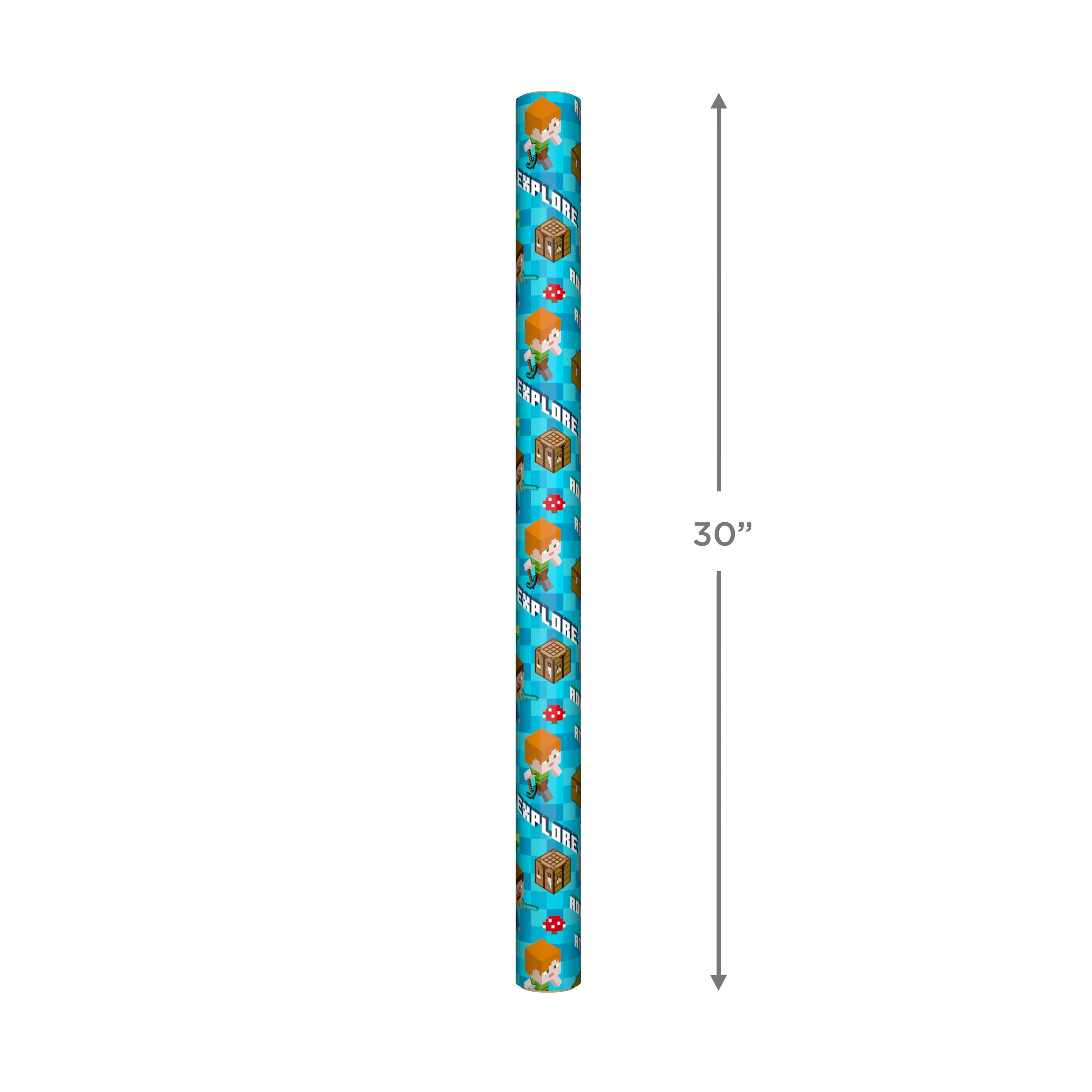 Hallmark Minecraft Adventure Gift Wrapping Paper (Blue, 20 sq. ft.) uq1i8