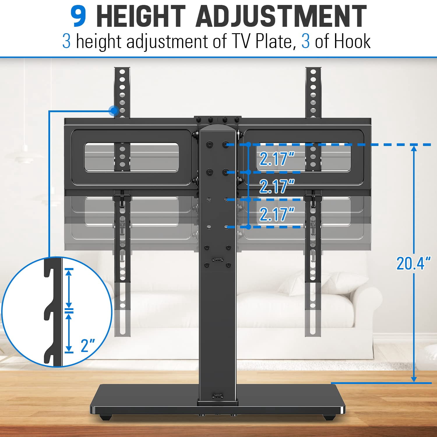 HOMOUNT Universal Table Top TV Stand for 37 in to 75 in Flat Screen TVs (Black, 88 lb) flfdk