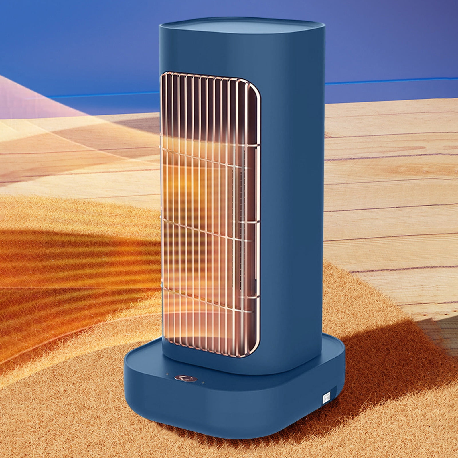 PhiGZnt Portable Electric Space Heater (Blue, 17 in) 70° Oscillating PTC Ceramic Heater with Remote Control and Thermostat s7d9s
