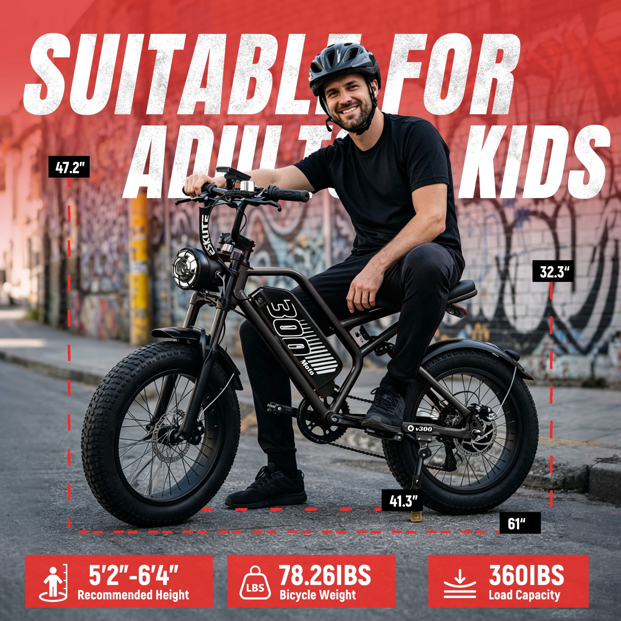 ESKUTE Electric Dirt Bike for Adults and Teens, 1500W Motor, 30 MPH, 48V 20.8Ah Battery, 20 in Fat Tires, 7-Speed, NFC Unlock (Black) l7u3h
