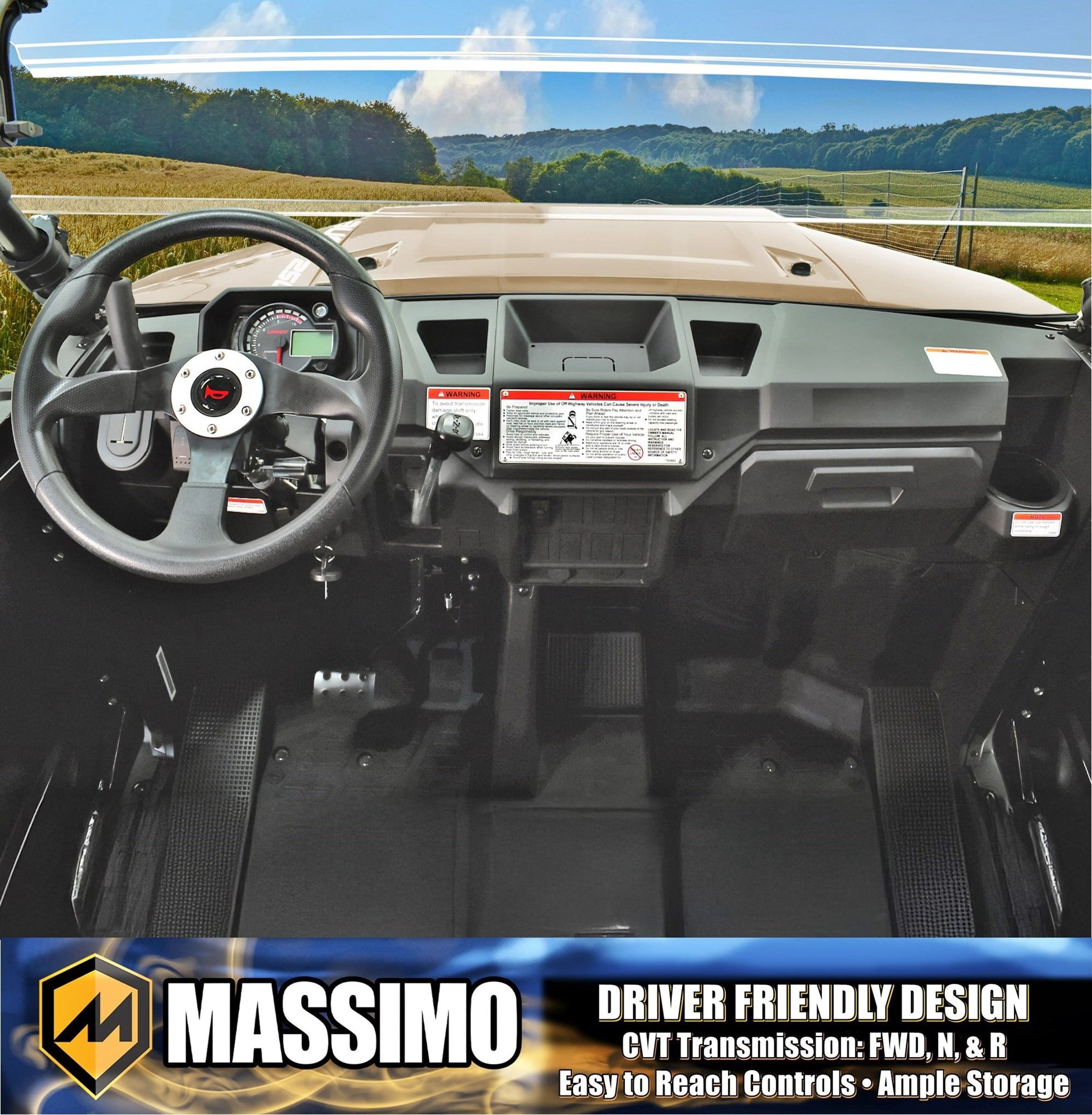 Massimo Buck 250 Side by Side UTV with Dumping Cargo Bed (Quicksand, 177cc) 5tcc7 - Image 10