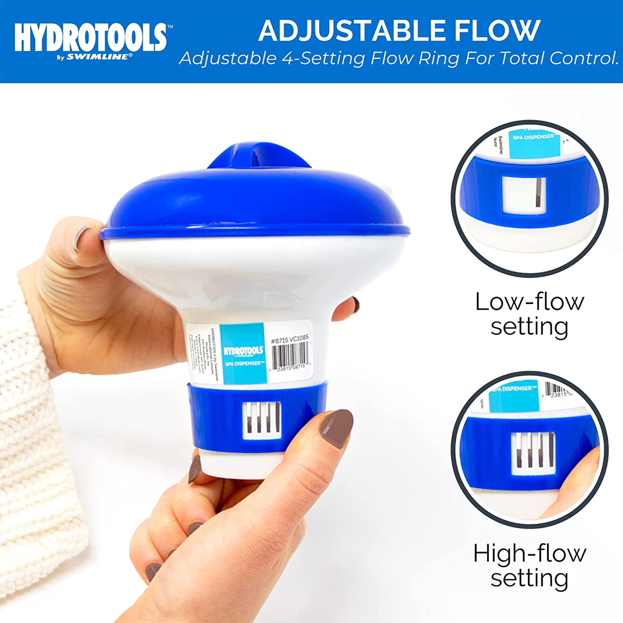 Swimline Hydrotools 8715 Mini Chemical Dispenser for Spas and Pools (Adjustable Flow, 1 in Tablet Capacity) 7xqkc