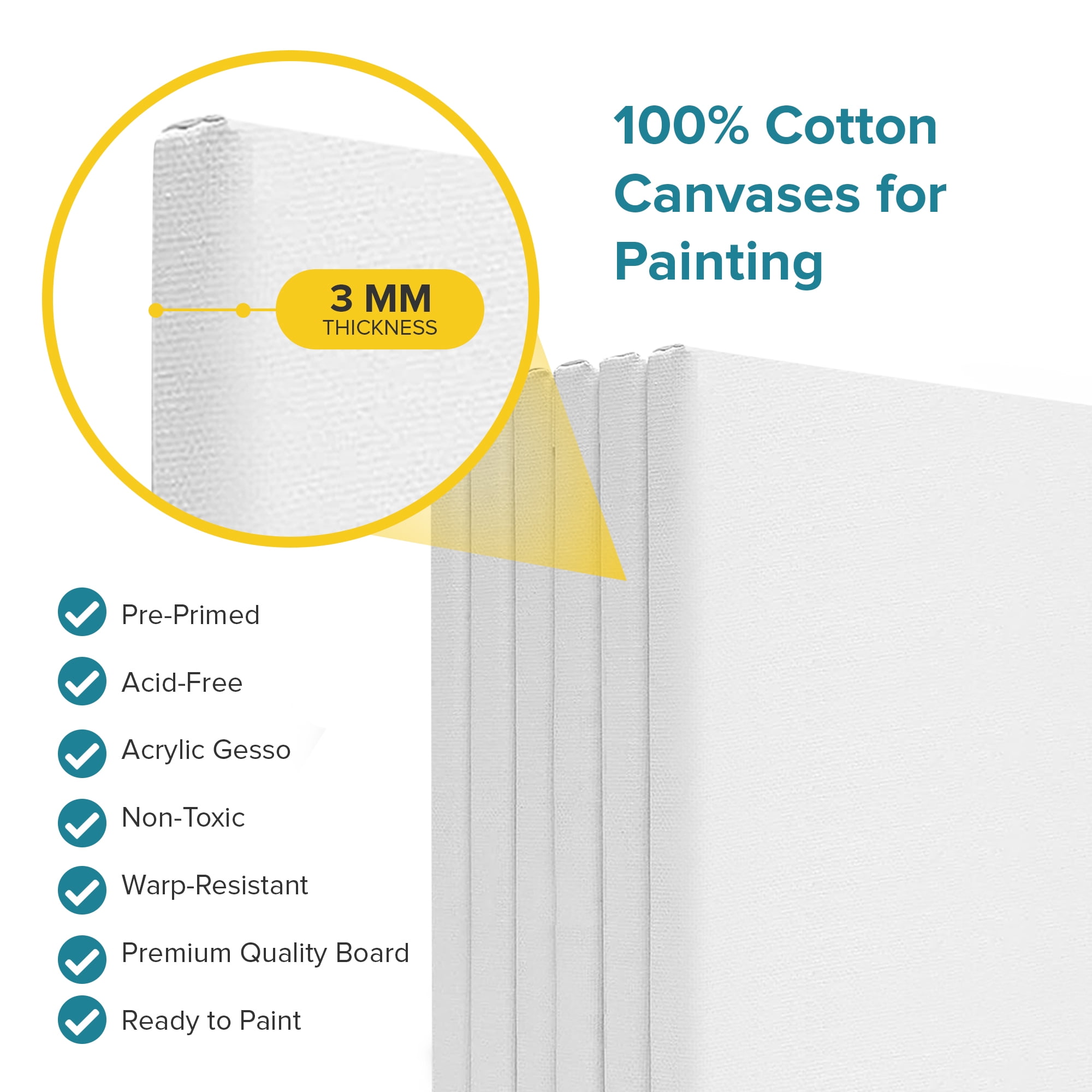 Artist Concepts Pre-Stretched Blank Canvas Frames for Painting and Crafts (White, 11 in x 14 in, 6 Pack) wrftg
