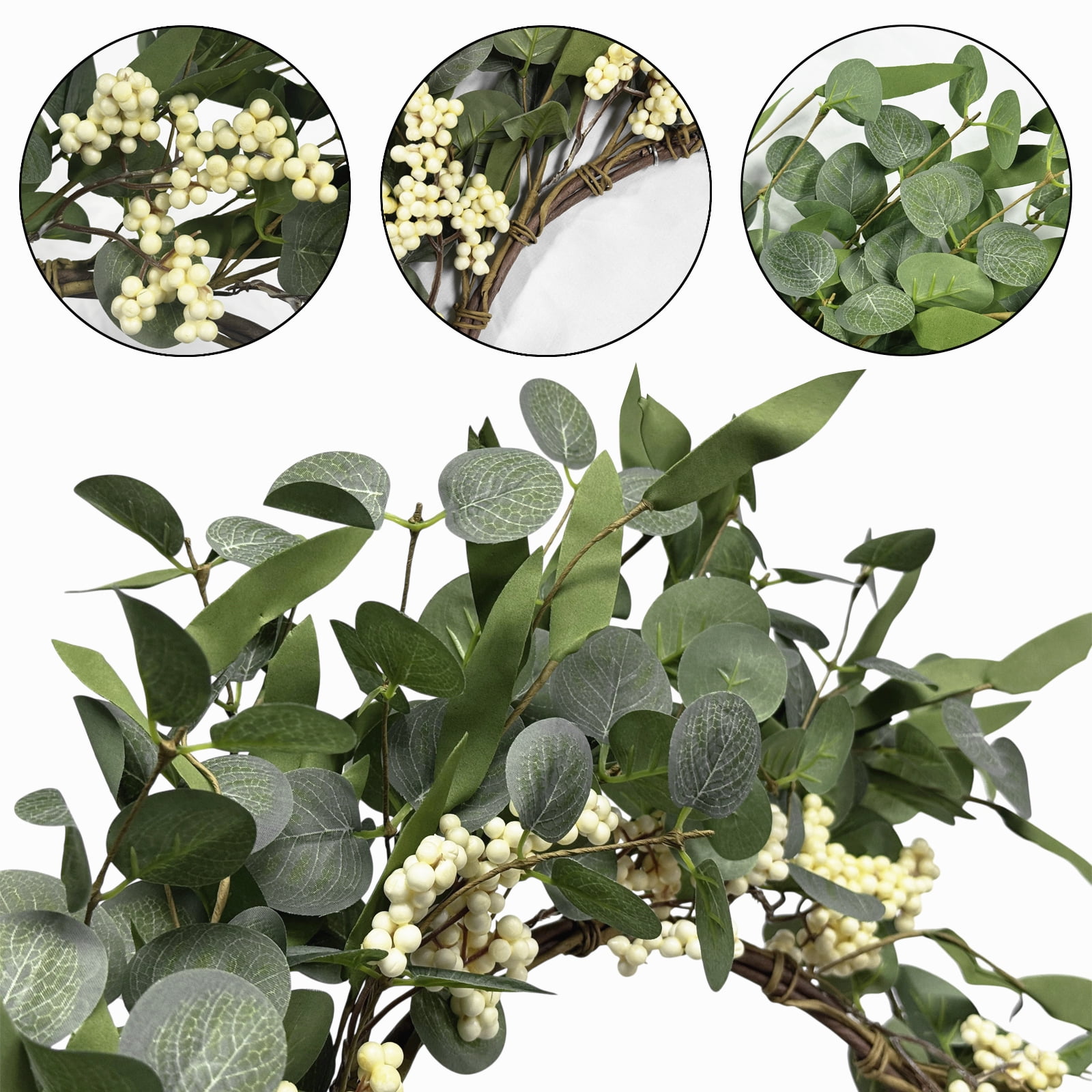 Tetou Artificial Eucalyptus Wreath for Front Door, Farmhouse Seasonal Wall Decor (Green, 20.5 in) 3dp2b