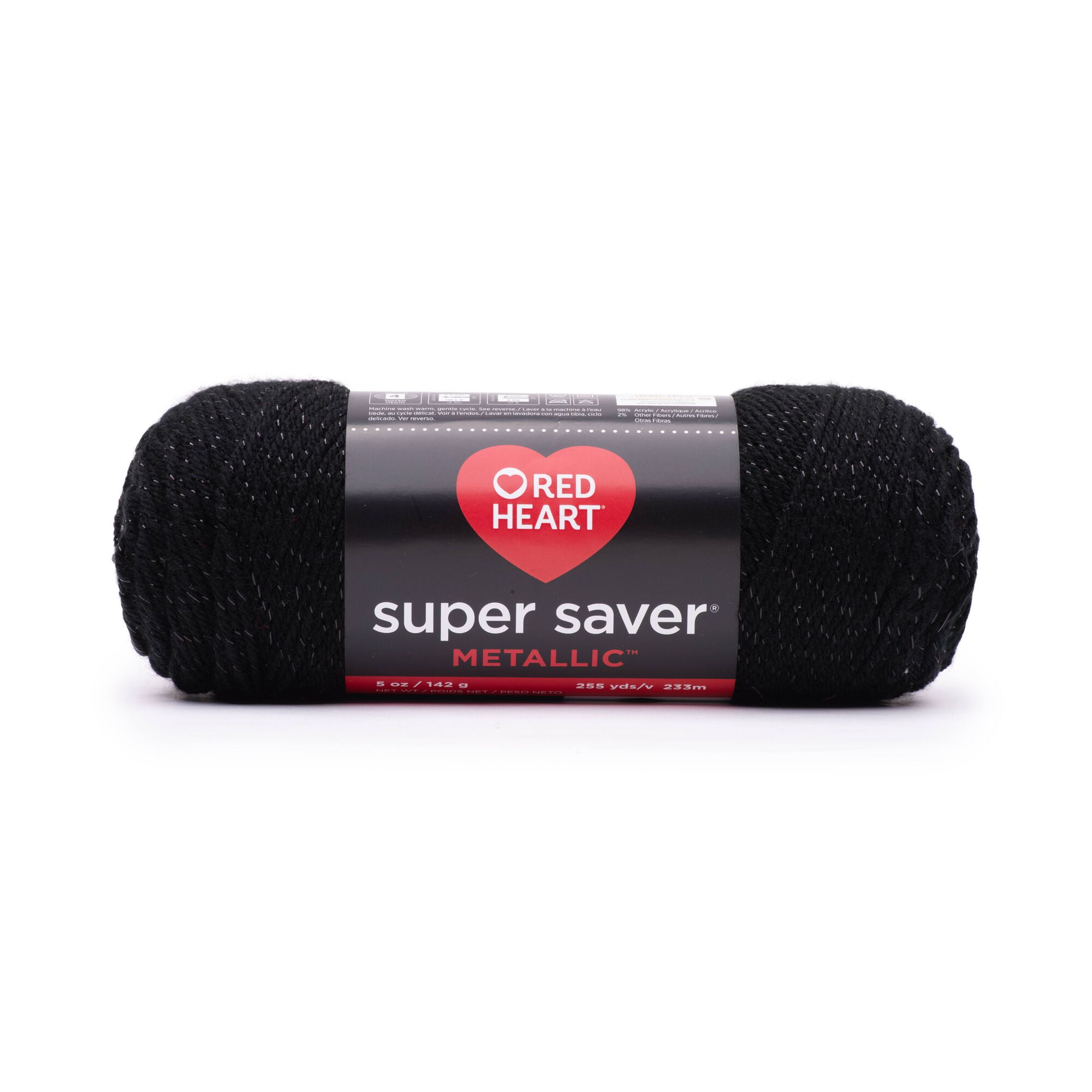 Red Heart Super Saver Metallic Medium Weight Acrylic Yarn (Black, 5 oz) 3fduq