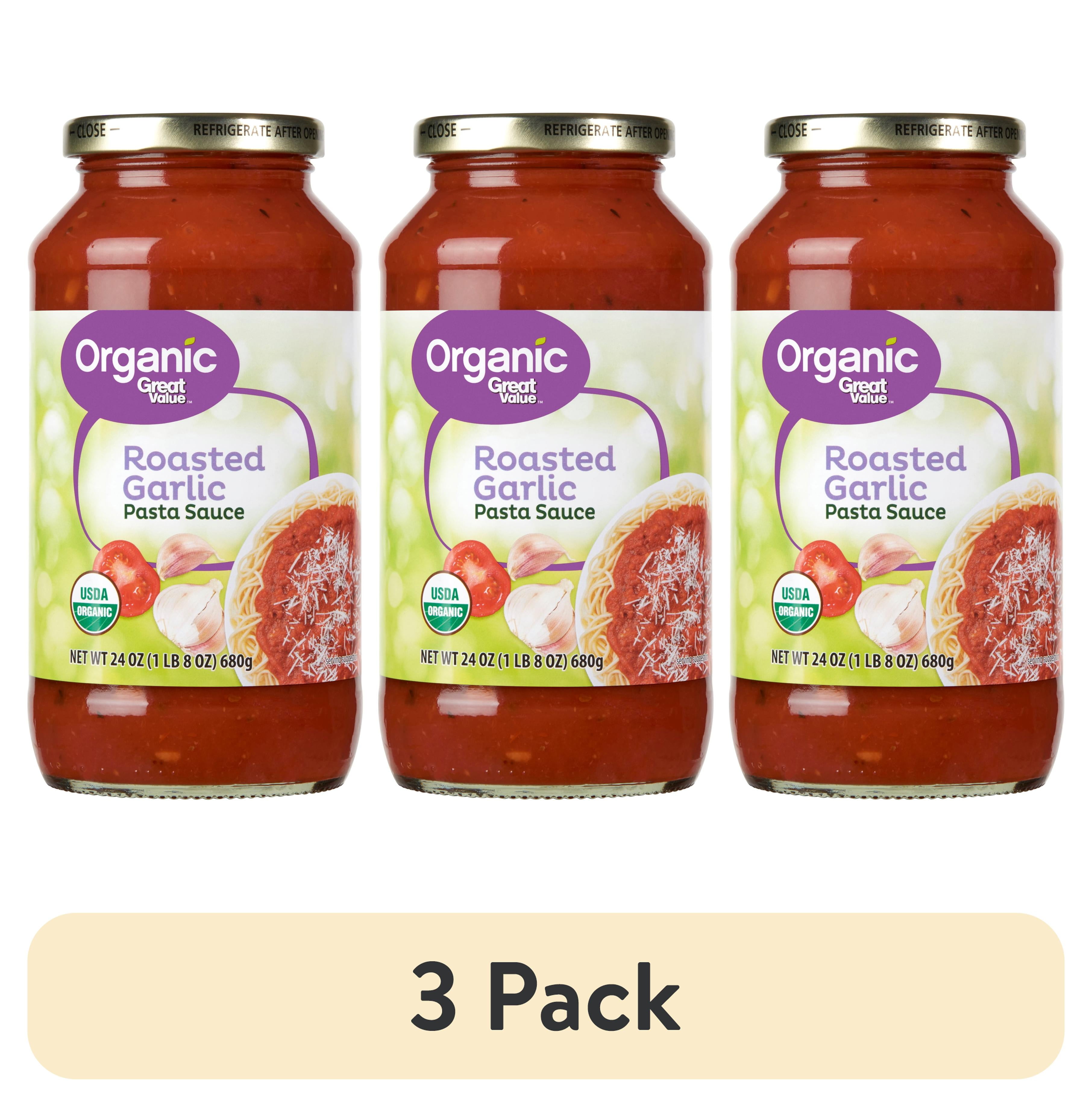 Great Value Organic Roasted Garlic Pasta Sauce, Rich Tomato & Herb Flavor (3 Pack, 24 oz) qmhpq