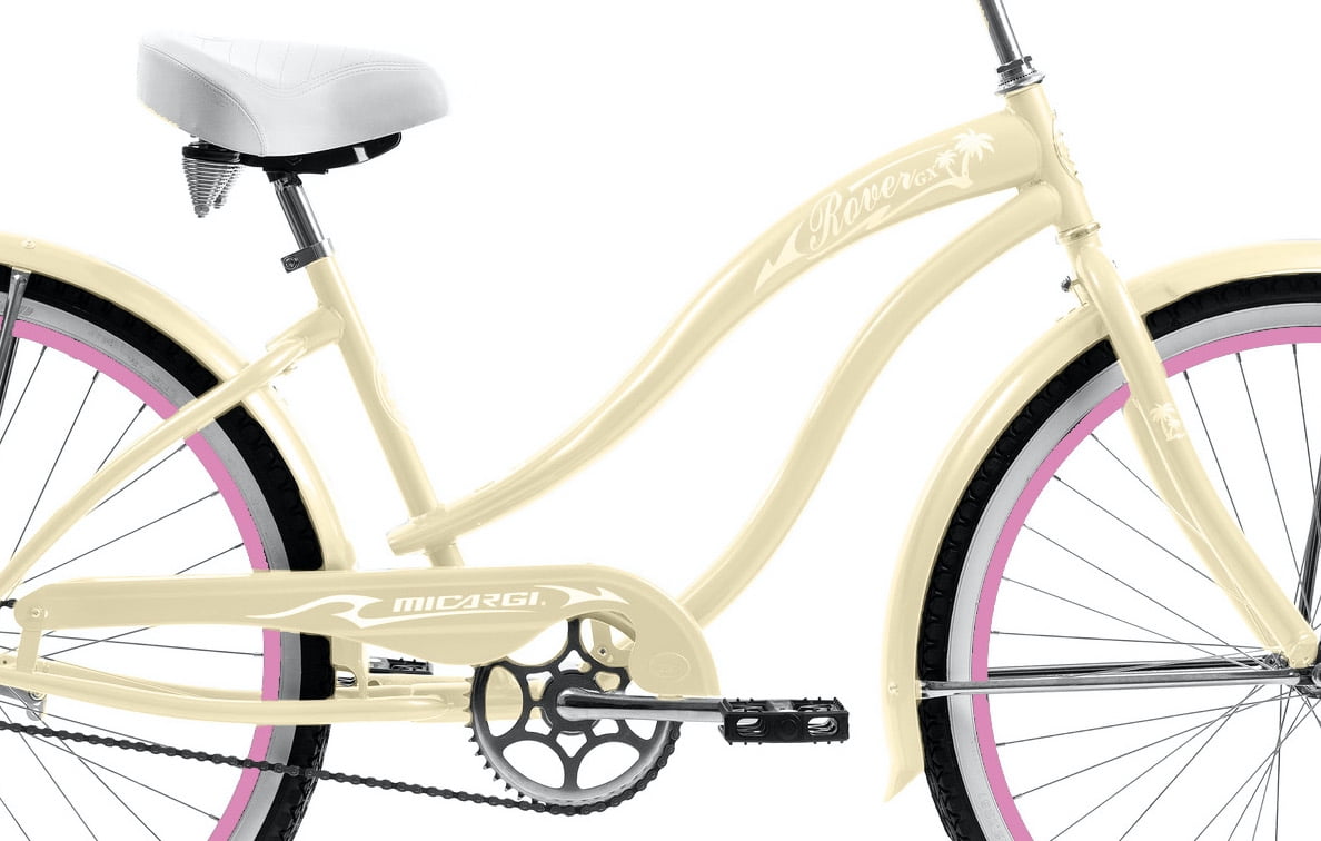 Wonder Wheels 26 in. Beach Cruiser Bicycle, Single Speed Bike with Fenders (Vanilla & Pink, 26 in.) 078ug