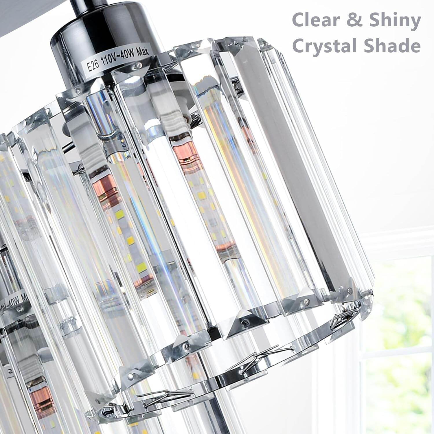 PuppyCheer 3-Light Semi Flush Mount Ceiling Fixture, Modern Crystal Chandelier for Kitchen Hallway Bedroom (Clear, 10.6 in H x 10.2 in W) za8lr