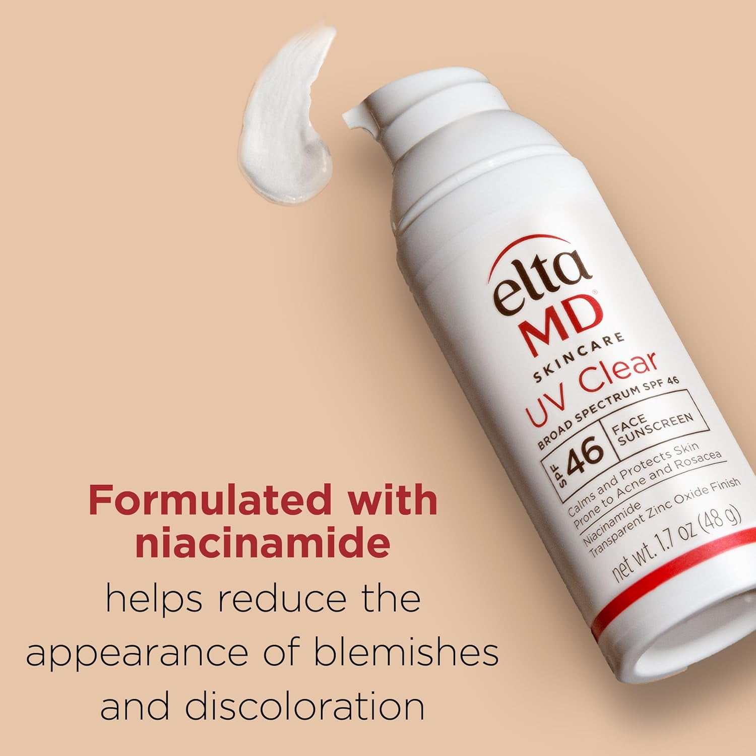 EltaMD UV Clear Facial Sunscreen SPF 46, Oil-Free Mineral Formula with Zinc Oxide and Niacinamide (Clear, 1.7 oz) 2da32