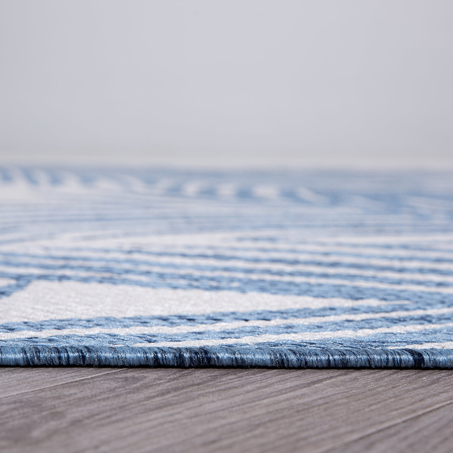 World Rug Gallery Contemporary Distressed Leaves Textured Flat Weave Indoor/Outdoor Area Rug (Blue, 2 ft x 7 ft) hupb3