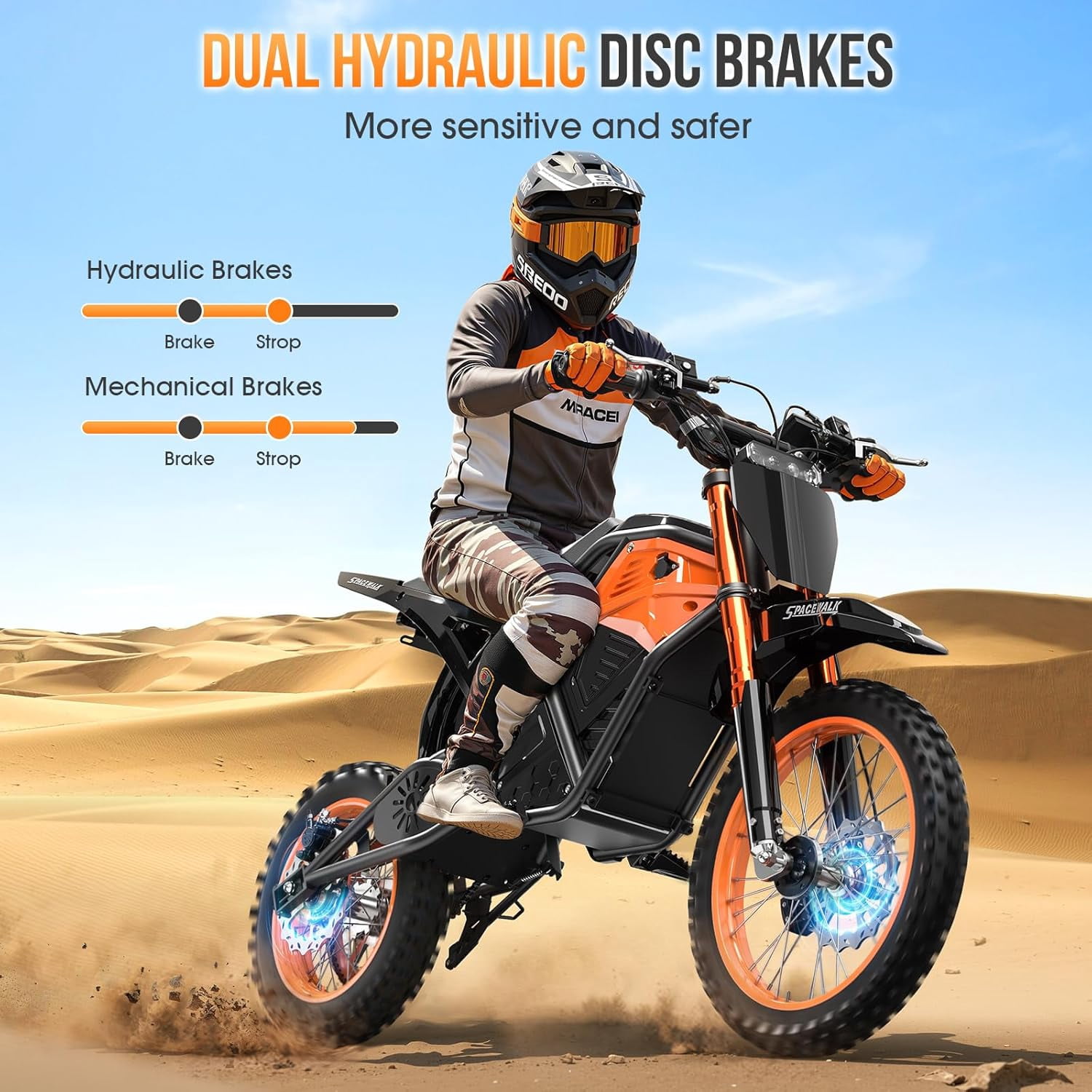 Spacewalk Electric Mountain Bike, 3000W Peak Motor Off-Road E-Bike, Full Suspension, Hydraulic Brakes (14 in Front/12 in Rear Fat Tires) ivpgz