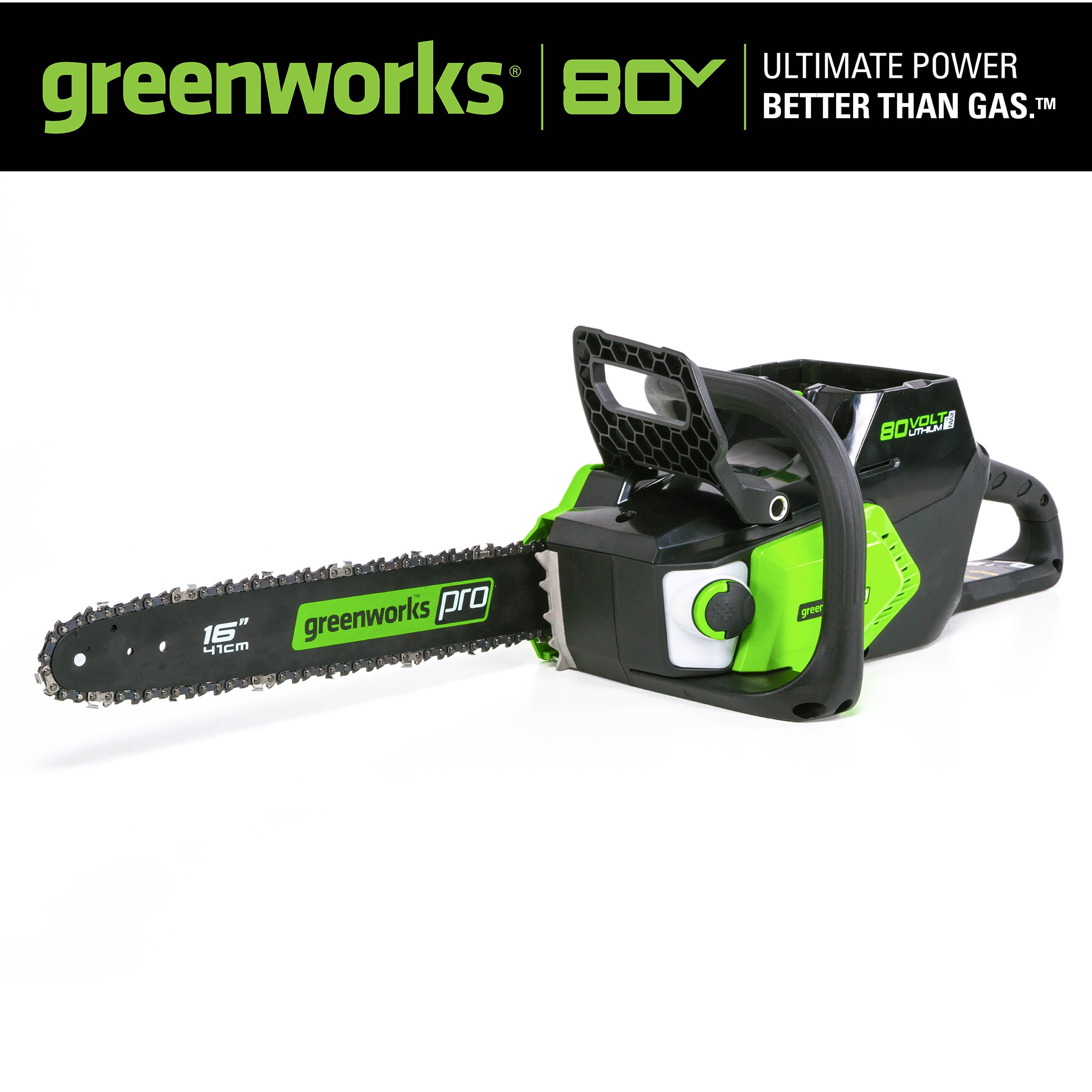 Greenworks Pro 80V 16-inch Cordless Brushless Chainsaw (Black, 16 in) psf3f