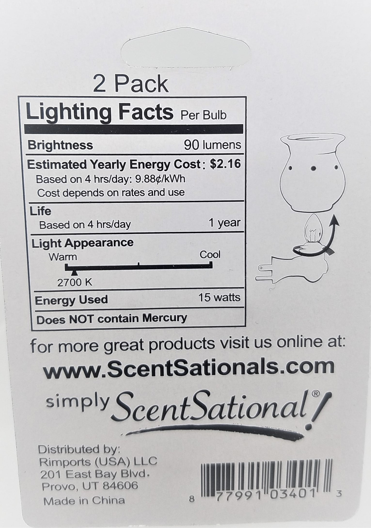 ScentSationals Replacement Light Bulbs for Wax Warmers (Clear, 2 Pack) xgmhr - Image 3