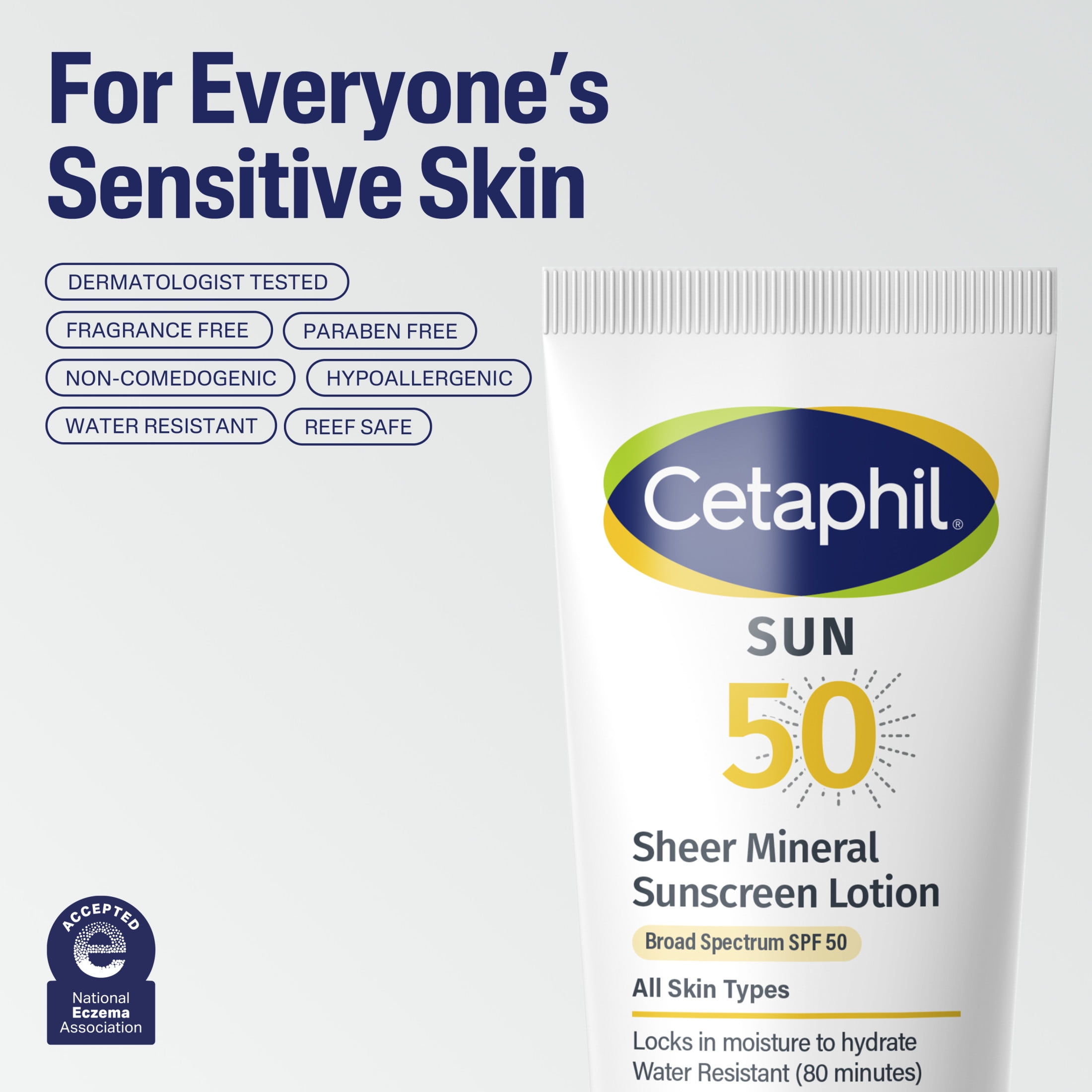 Cetaphil Sheer Mineral Sunscreen Lotion for Face and Body, SPF 50, Fragrance Free, Non-Greasy (3 fl oz) oslfv