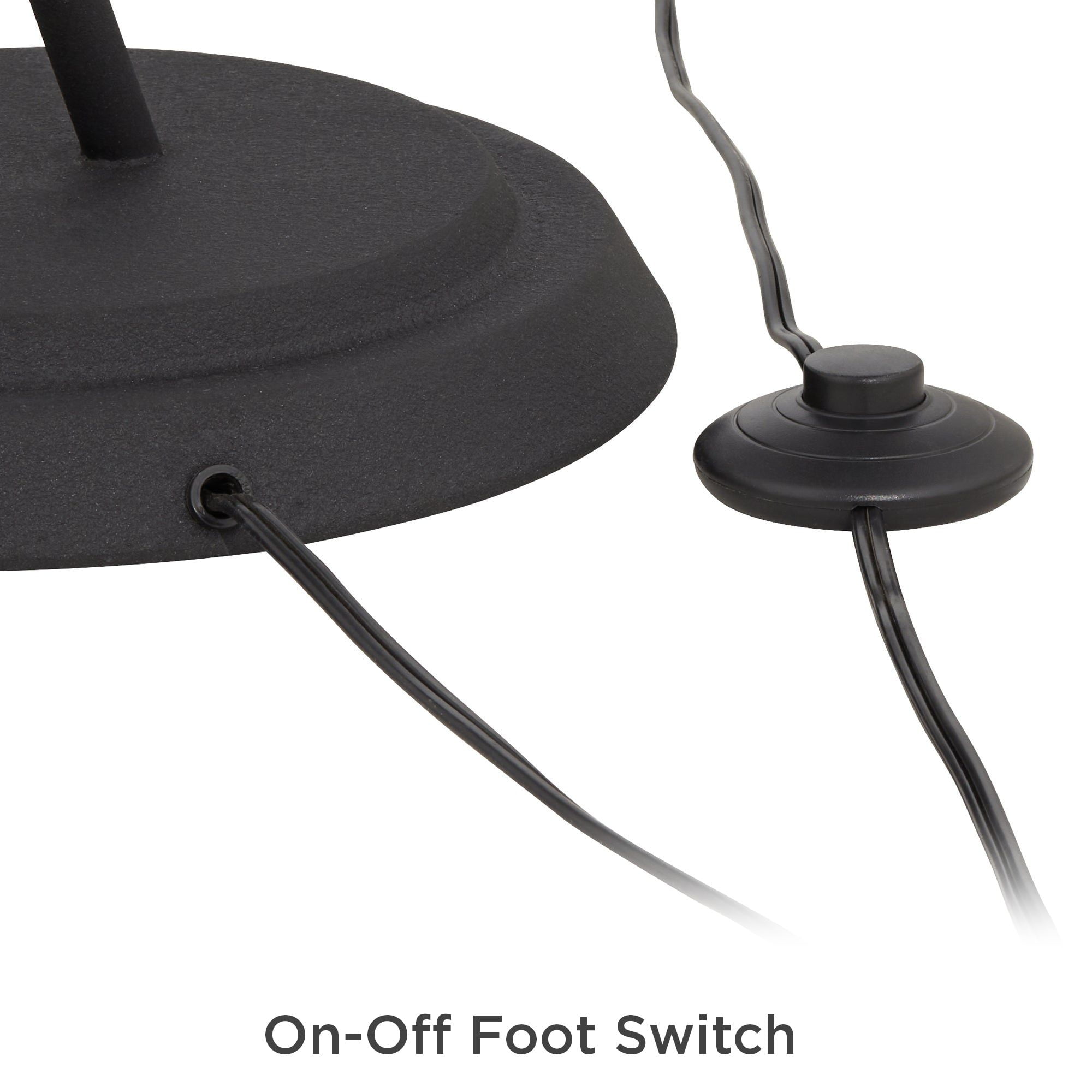 Kathy Ireland Everly Farmhouse Rustic Standing Floor Lamp with 2-Light Foot Switch (Black, 62.5 in) vzfil