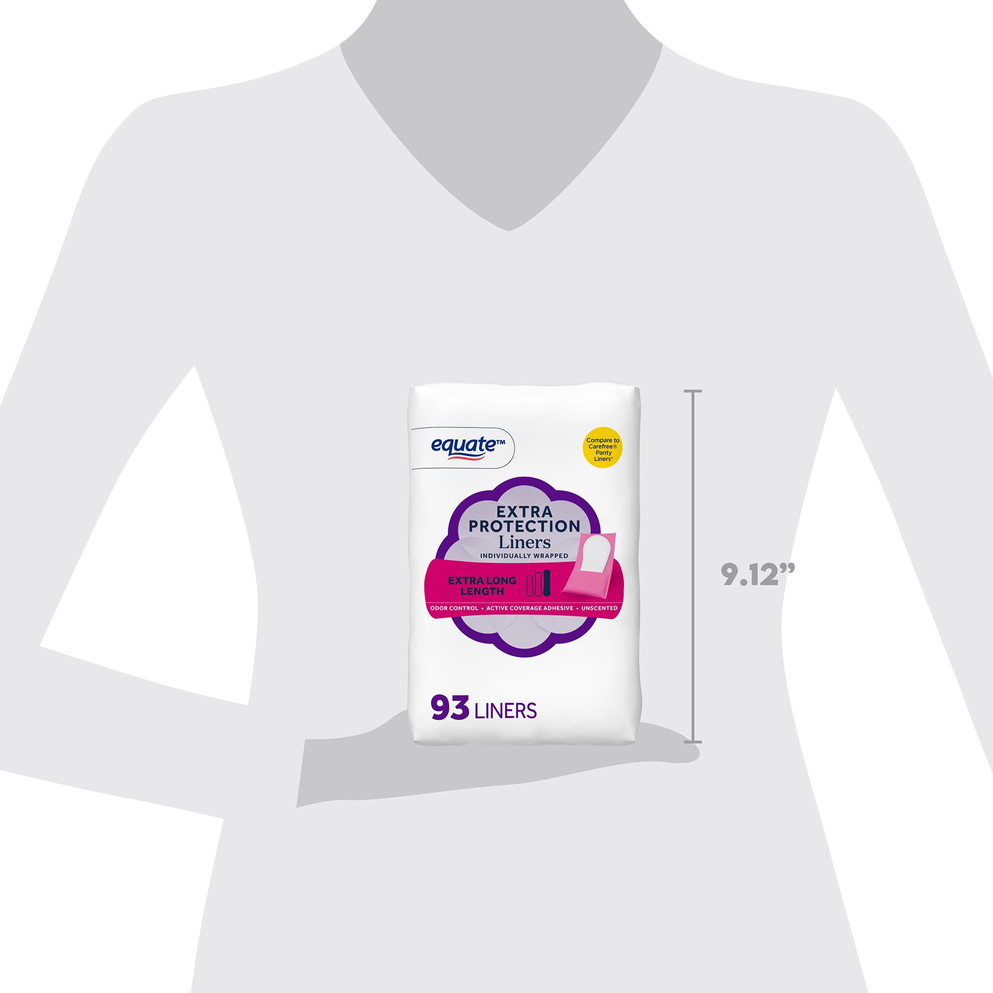 Equate Extra Protection Everyday Panty Liners, Extra Long Length (93 Count) jesbc