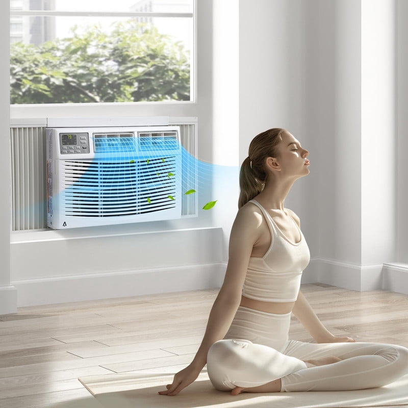 Towallmark 10000 BTU Window Air Conditioner, Smart Wi-Fi Enabled AC Unit with Remote Control, Ultra Quiet Cooling for Rooms up to 450 sq ft (White) 04wps