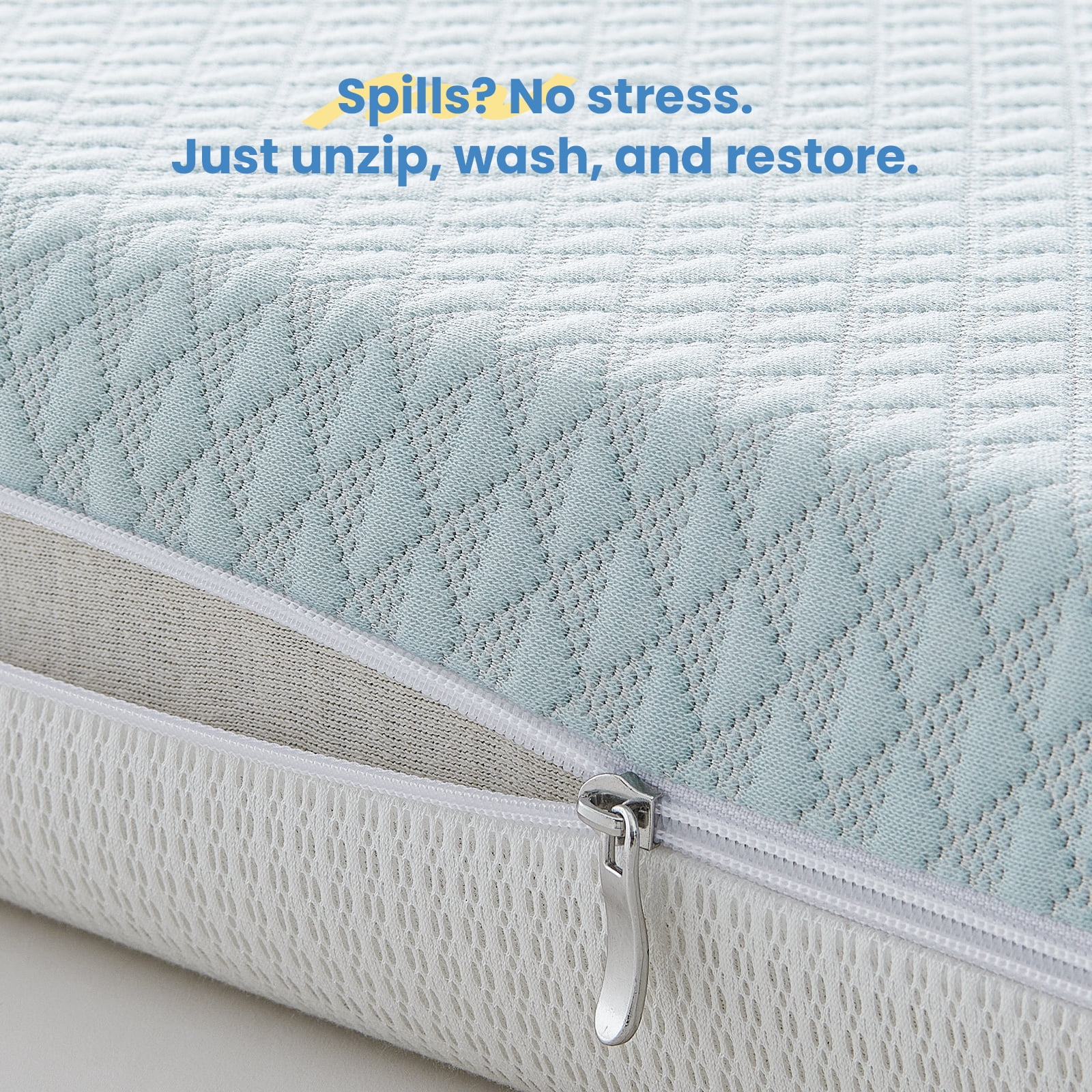 BaybyNest Mini Crib Mattress, Breathable Tencel-Lyocell Cover & Gel Memory Foam for Portable Cribs and Playards (Blue, 38x24x4 in) oxcob