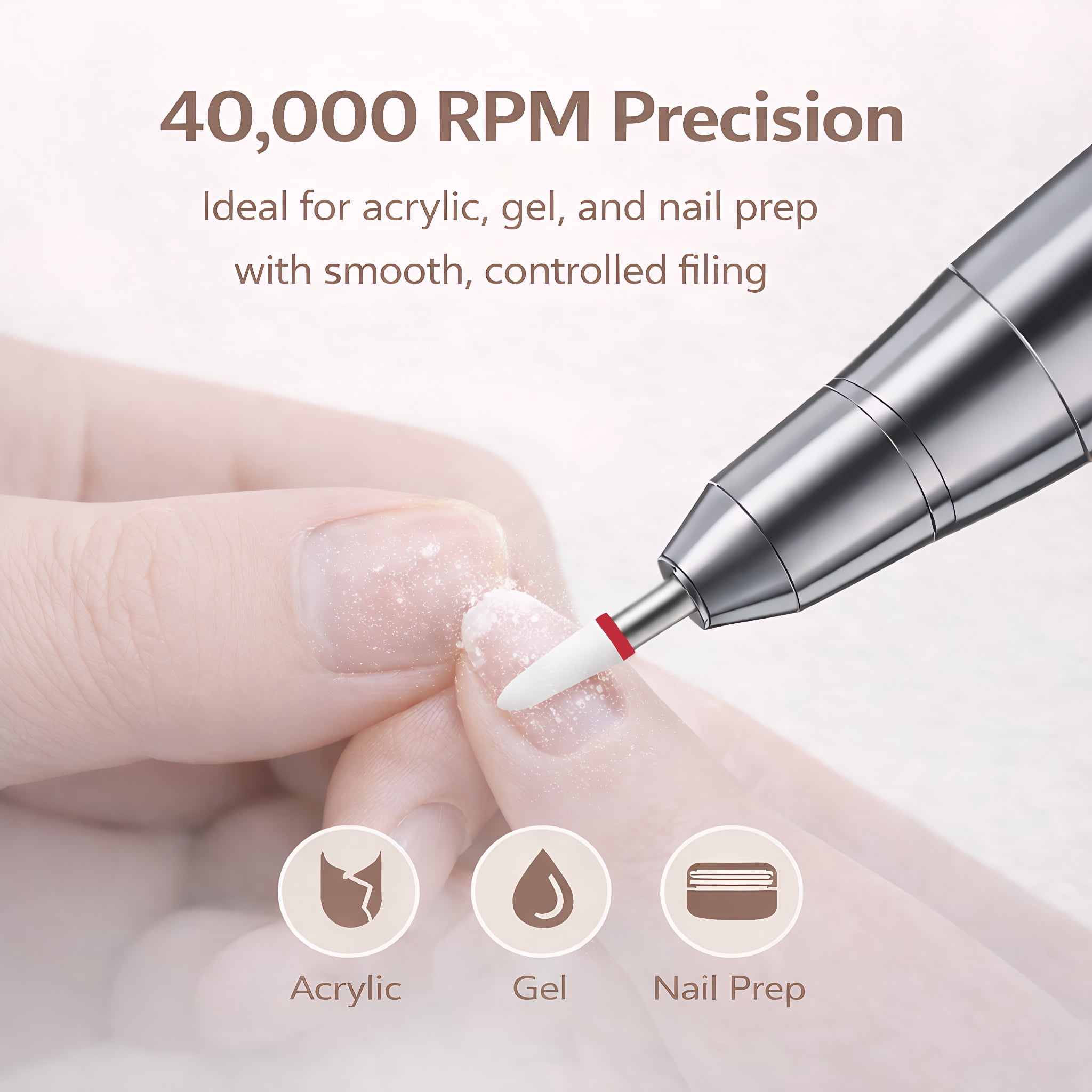 STARBIAO Electric Nail Drill Kit 40000 RPM, Rechargeable Cordless E-File for Acrylic and Gel Nails (White, 1 Kit) bmanj