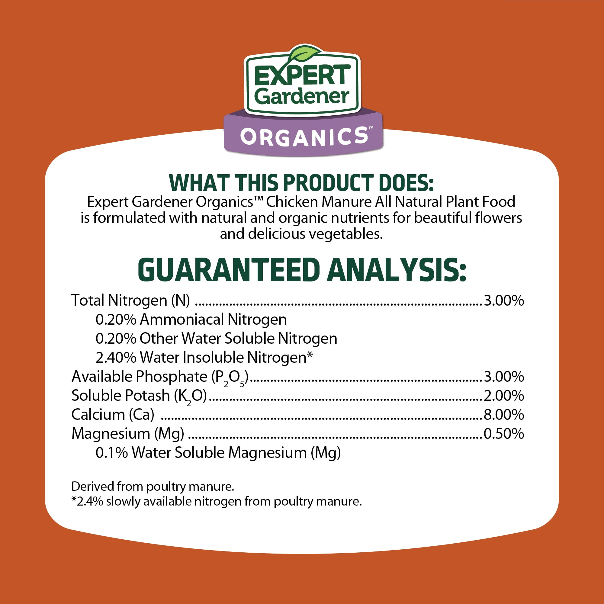 Expert Gardener Organics Chicken Manure All-Natural Plant Food (2 Pack, 8 lb Total) t6hdf