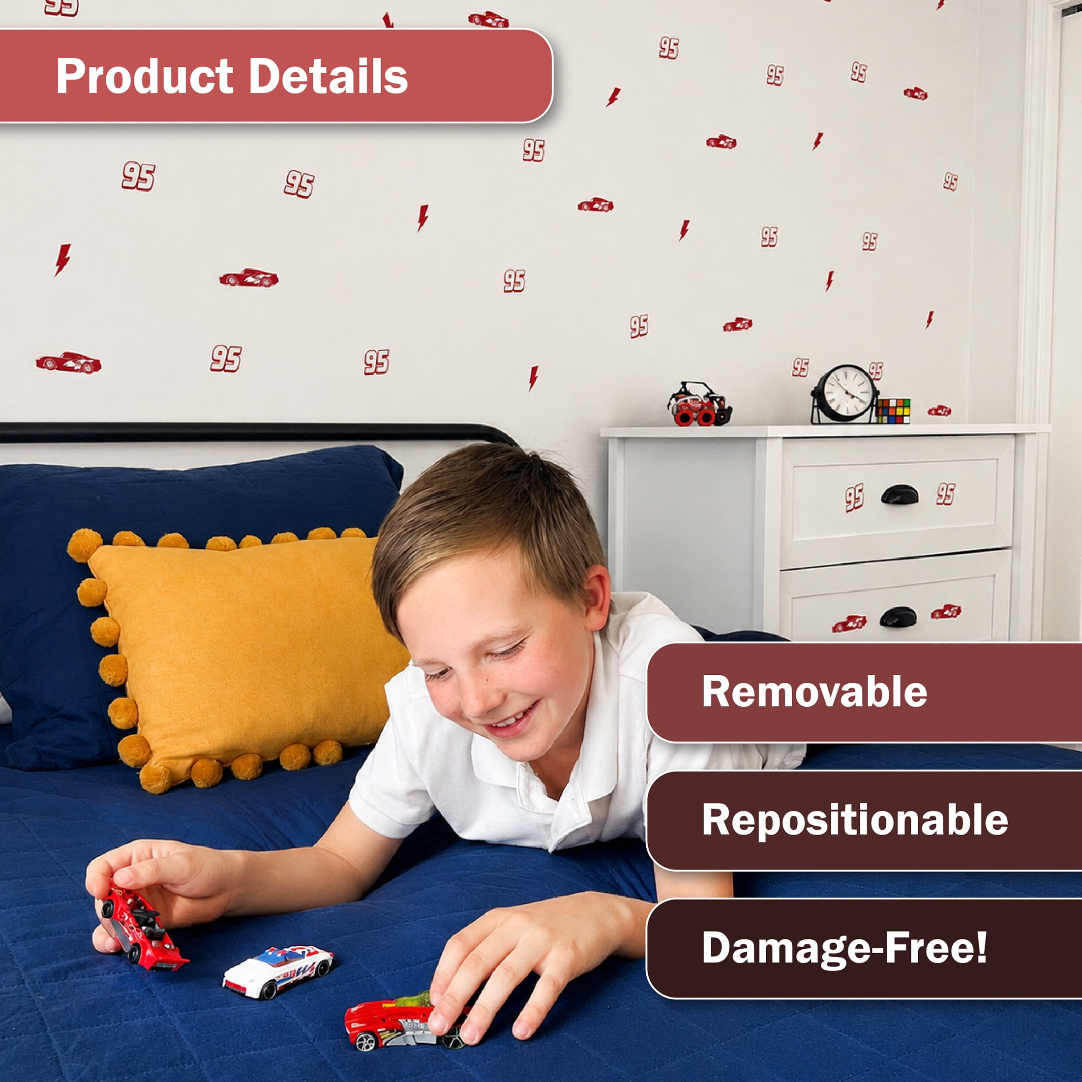 Wall Palz Disney Pixar Cars Wall Decals Peel and Stick Room Decor (Red, 76 Count) 9jrw2