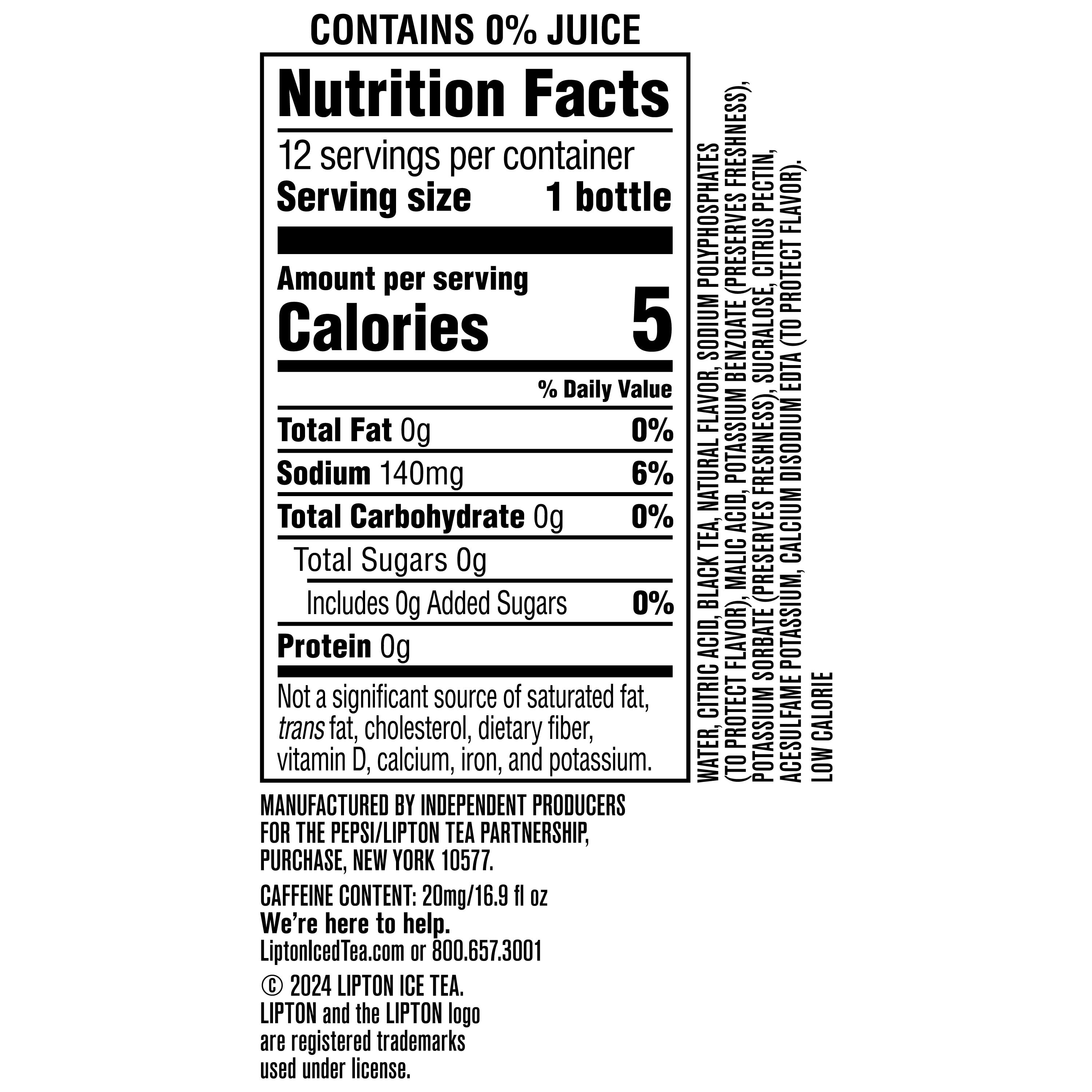 Lipton Zero Sugar Peach Iced Tea, Refreshing Fruit Flavored Drink (12 Pack, 16.9 fl oz) u6hz2