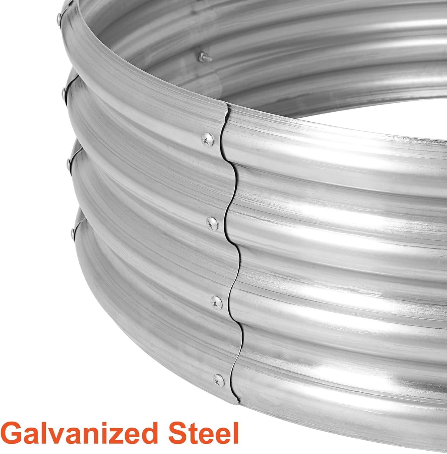 OLOV Galvanized Steel Fire Pit Ring, Heavy-Duty Outdoor Wood Burning Liner (Silver, 36 in) 3lauw