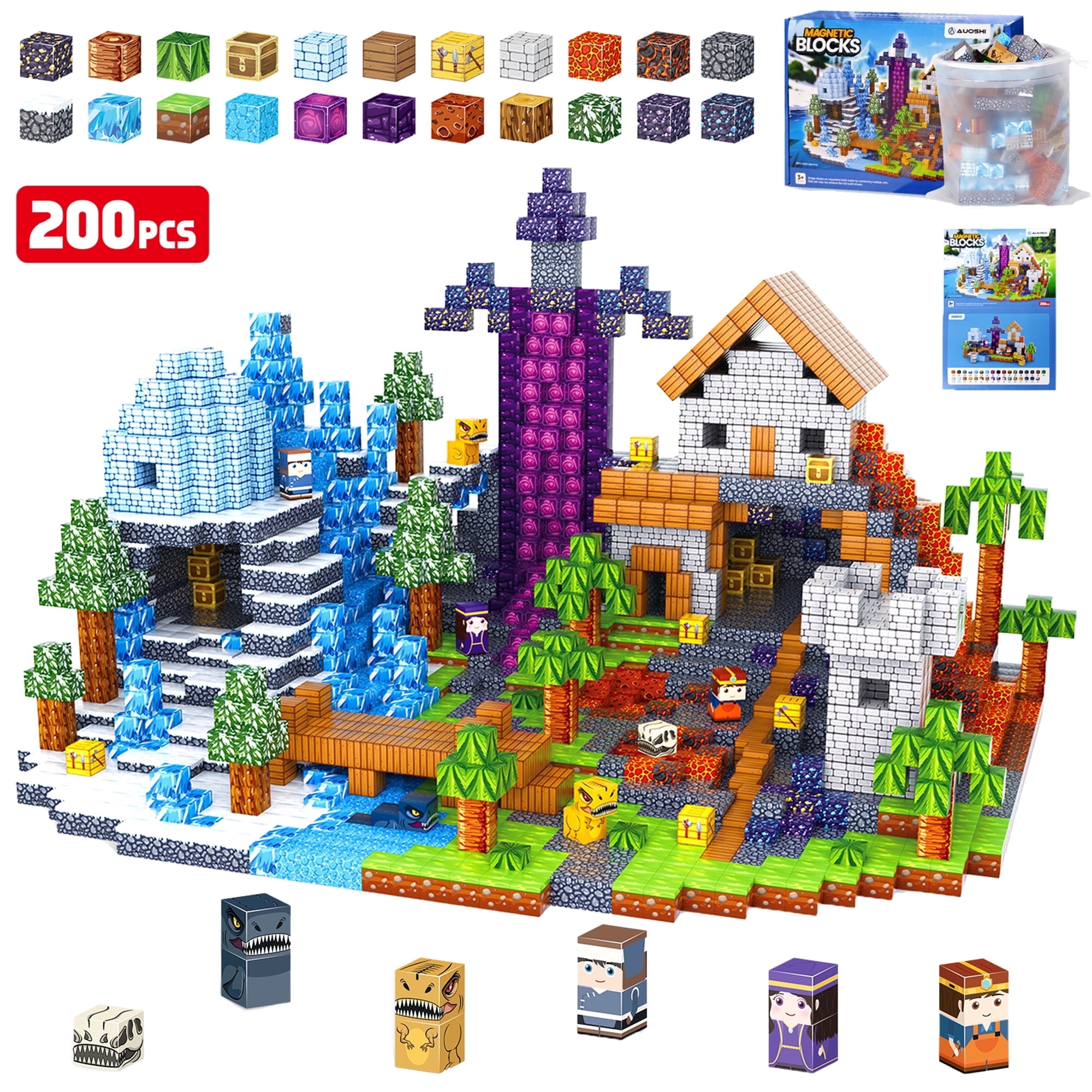 AUOSHI 200 PCS Magnetic Building Blocks STEM Educational Construction Set (Blue, 0.8 in) 8cb6h